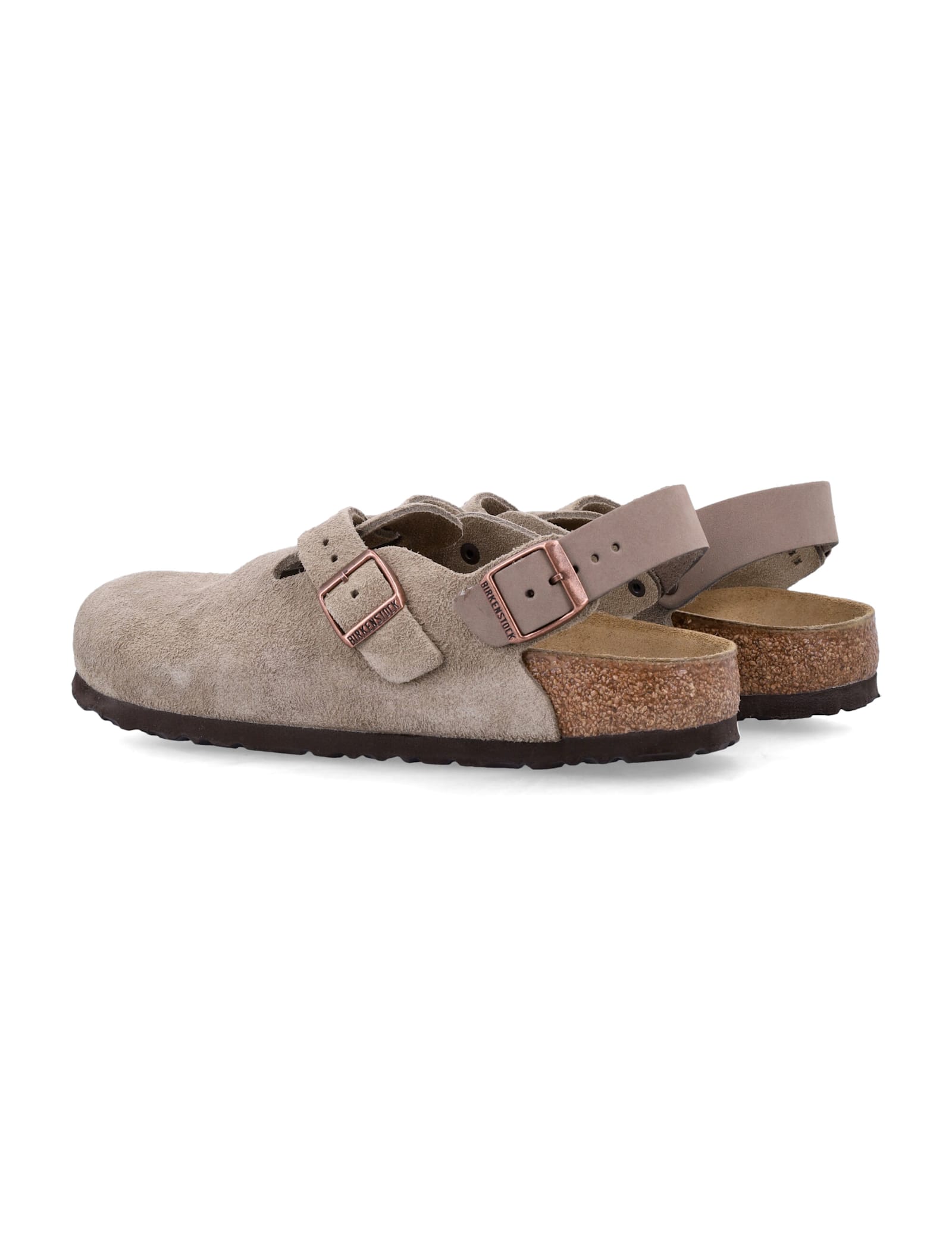 Birkenstock Tokio Nubuck Leather Mules With Strap In Brown
