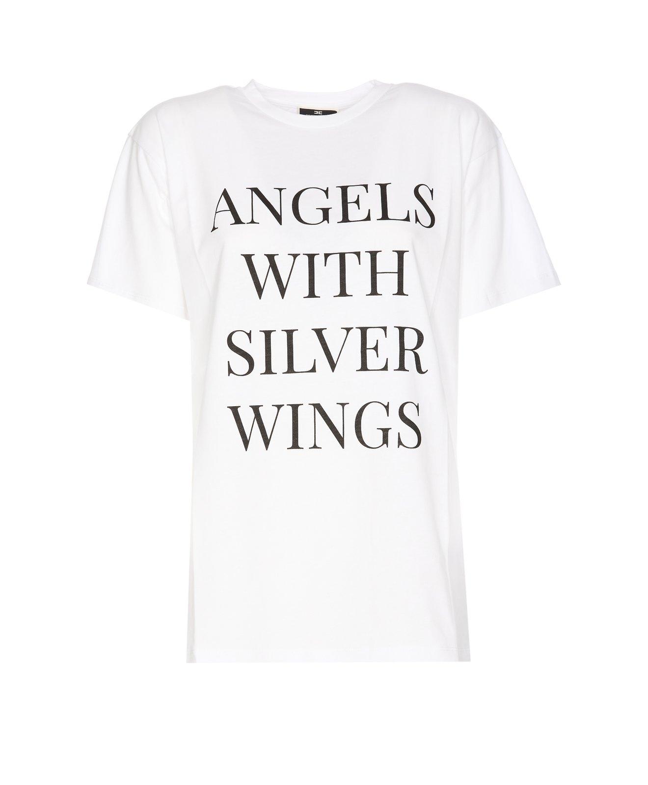 Shop Elisabetta Franchi Slogan-printed Crewneck T-shirt In White