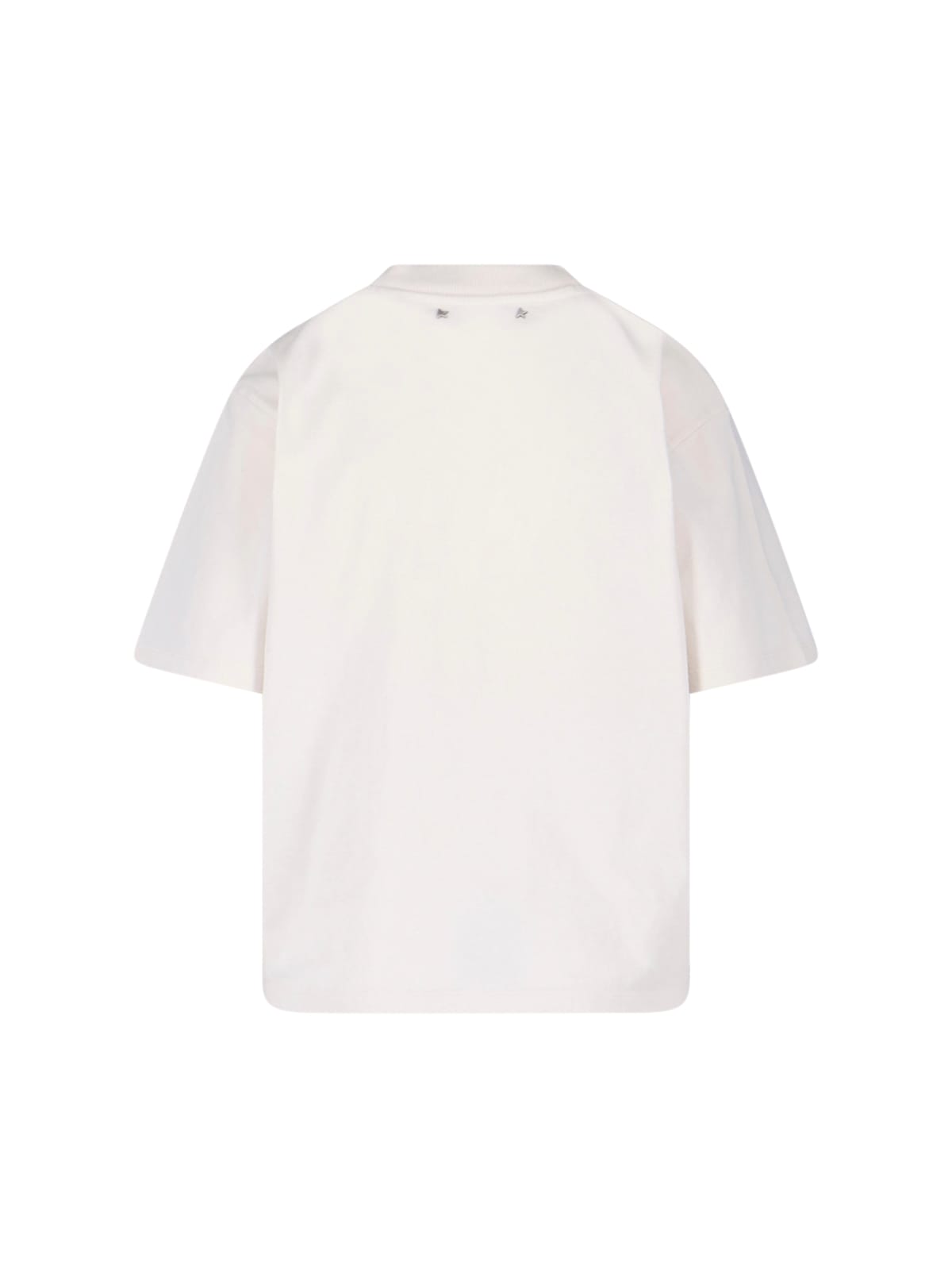 Golden Goose Oversized T-shirt With Black Rose Graphic And Metallic Stars In White