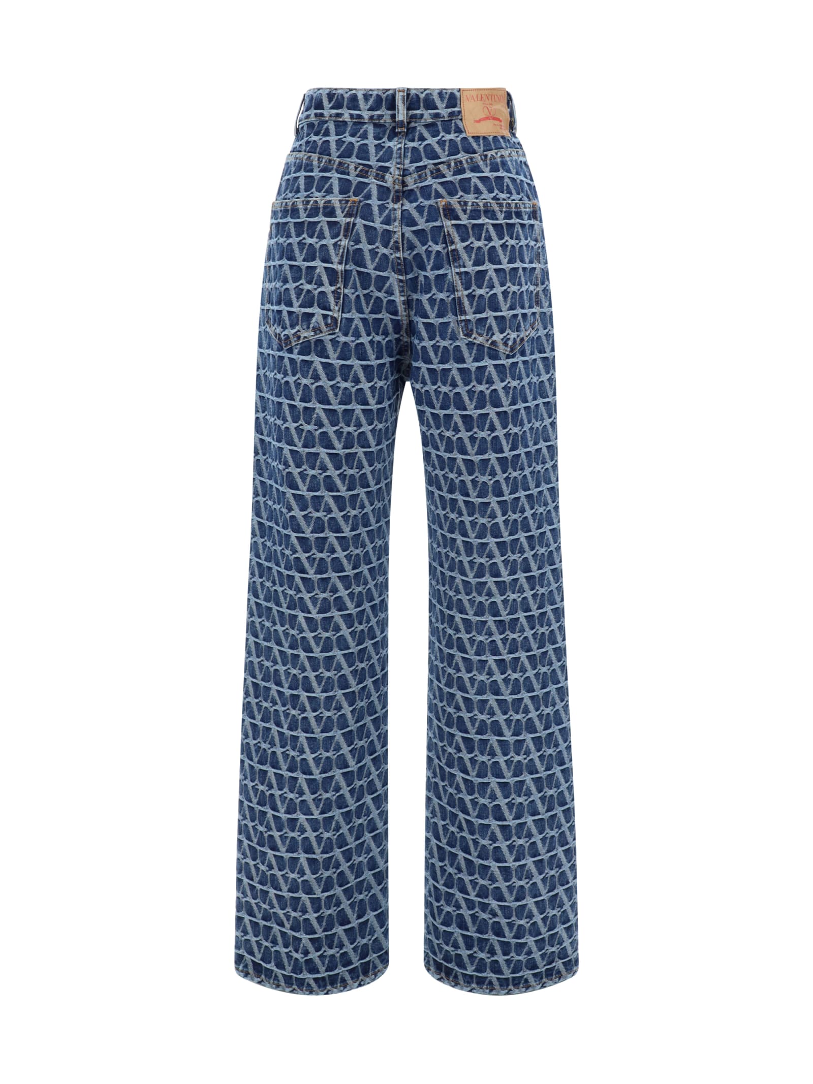 Shop Valentino Toile Iconographe Jeans In Medium Blue Denim