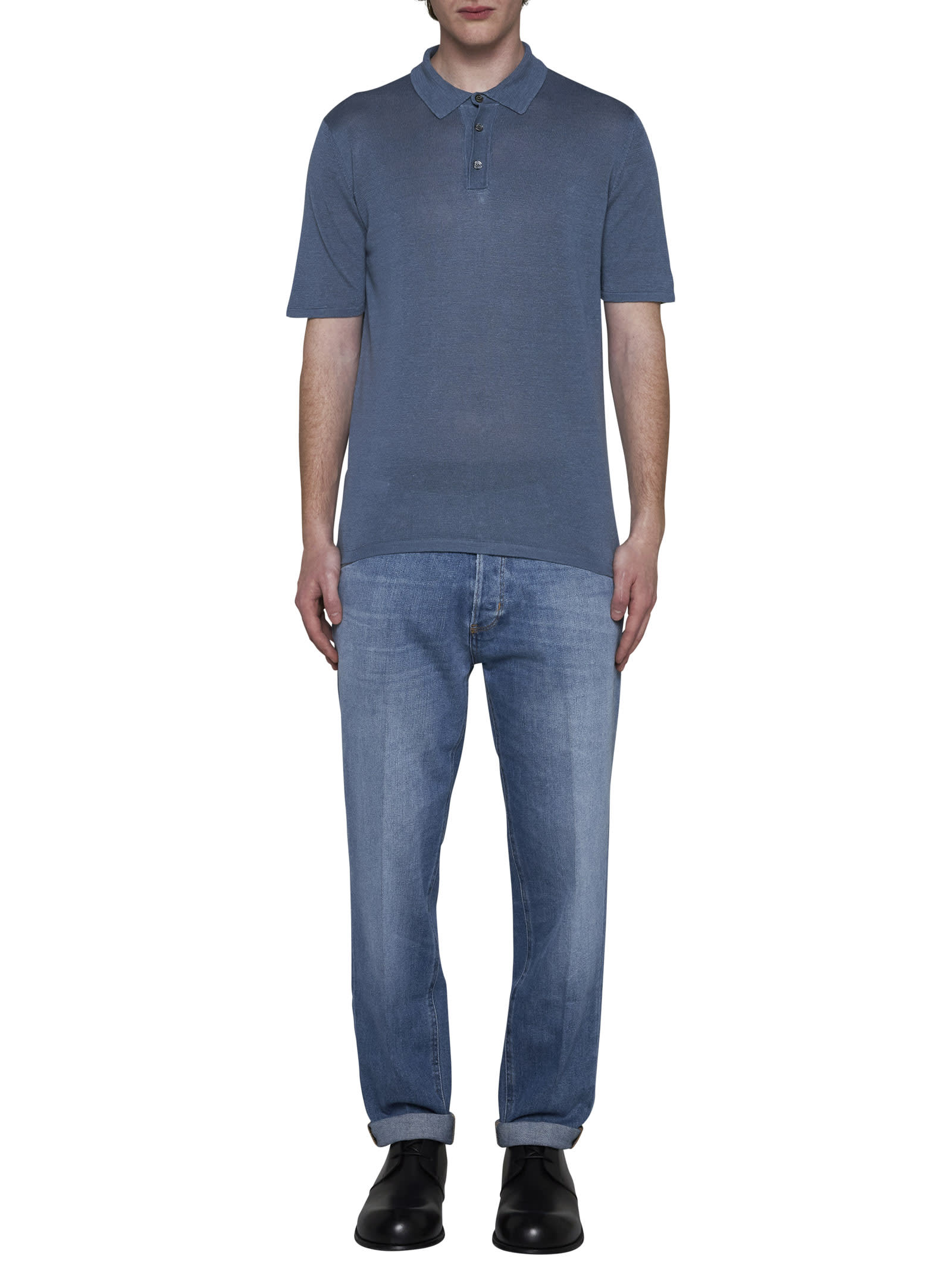 Shop Roberto Collina Polo Shirt In Denim