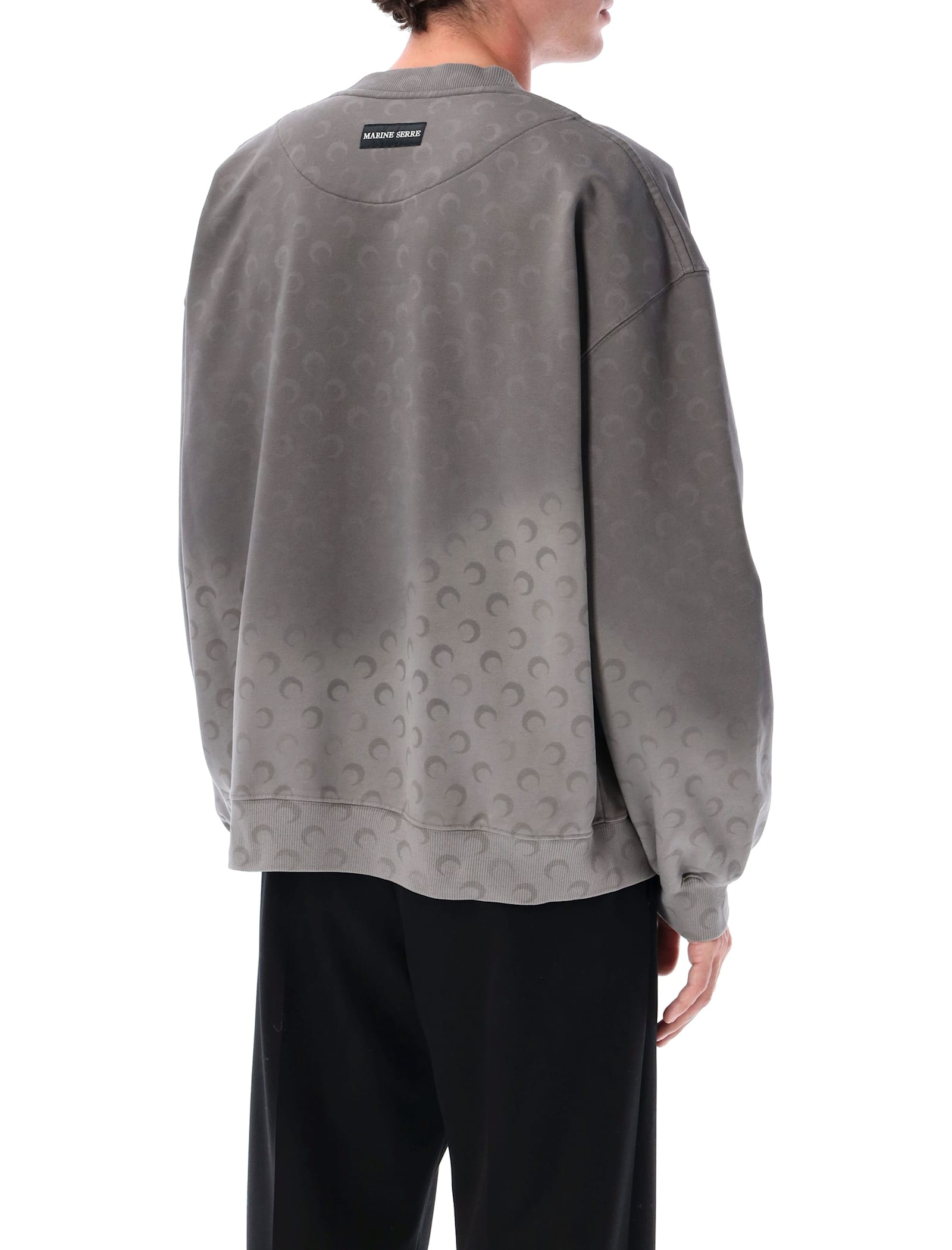Marine Serre Faded Moon Fleece Relaxed Sweatshirt With All-over Print In Brown