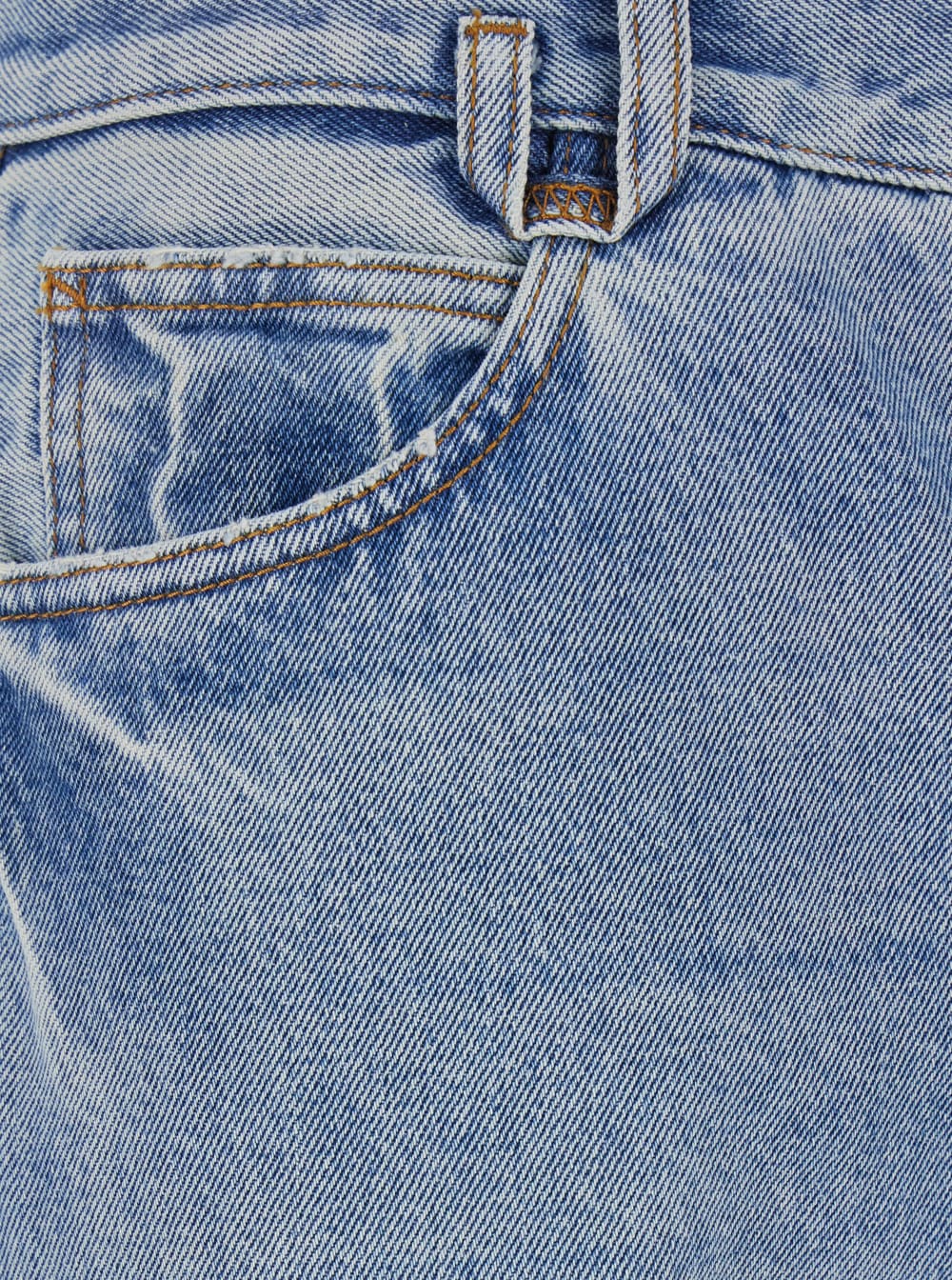 Jacquemus Le De-nimes Venice Blue Five Pocket Jeans With Embroidered Logo On The Back In Denim Man In Blu