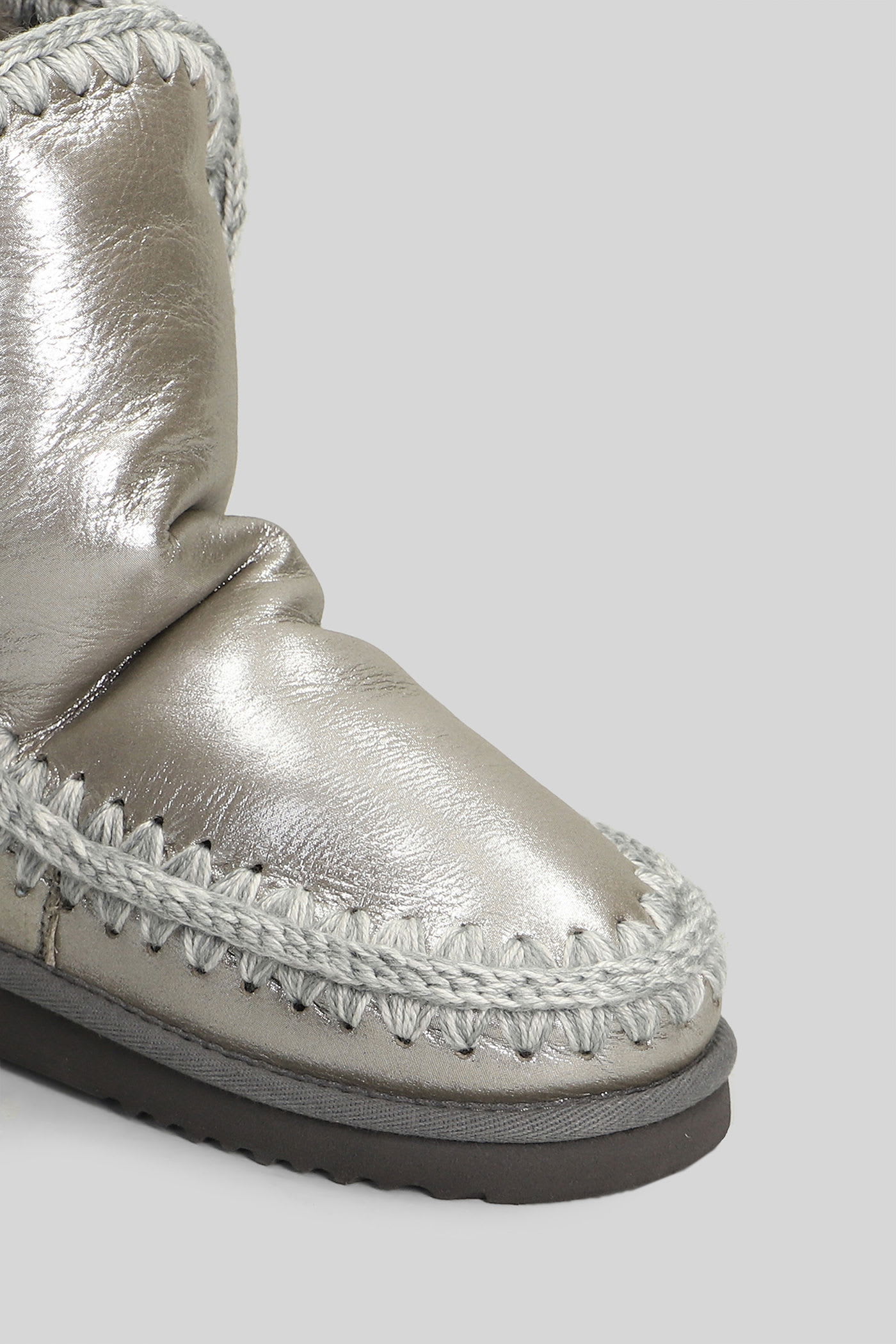 Mou Eskimo 24 Low Heels Ankle Boots In Grey Glitter In Multi