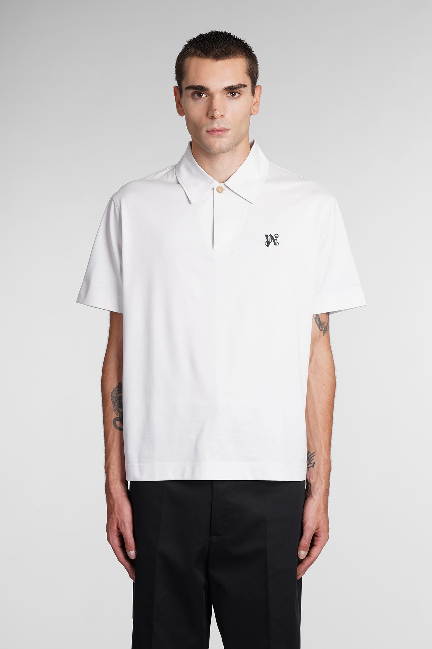 Palm Angels Polo In Grey Cotton