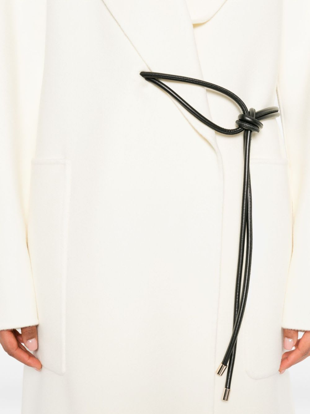 Sportmax Abate Belted Wool Long Coat In White