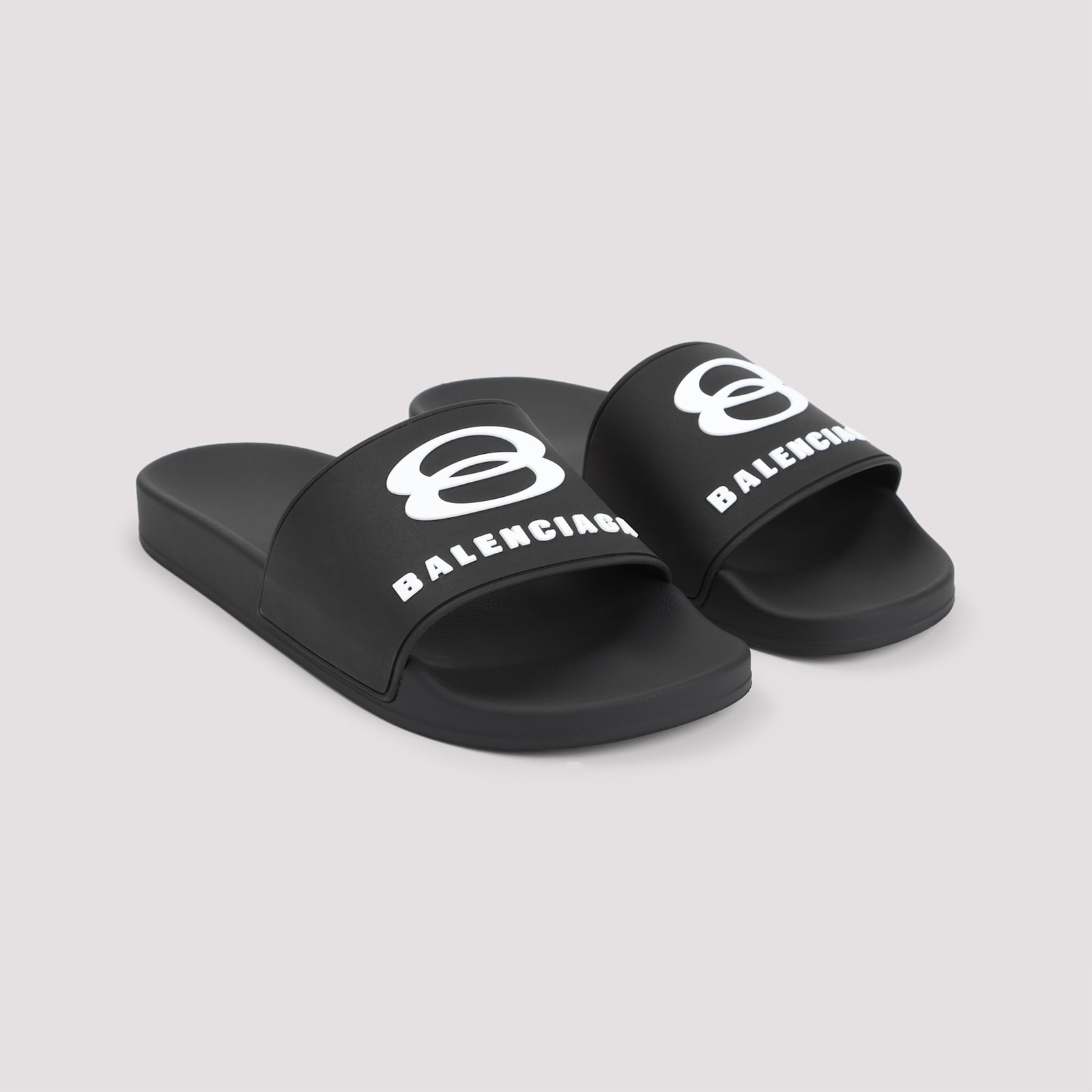 Balenciaga Rubber Slide Sandals For The Pool Men In Black White