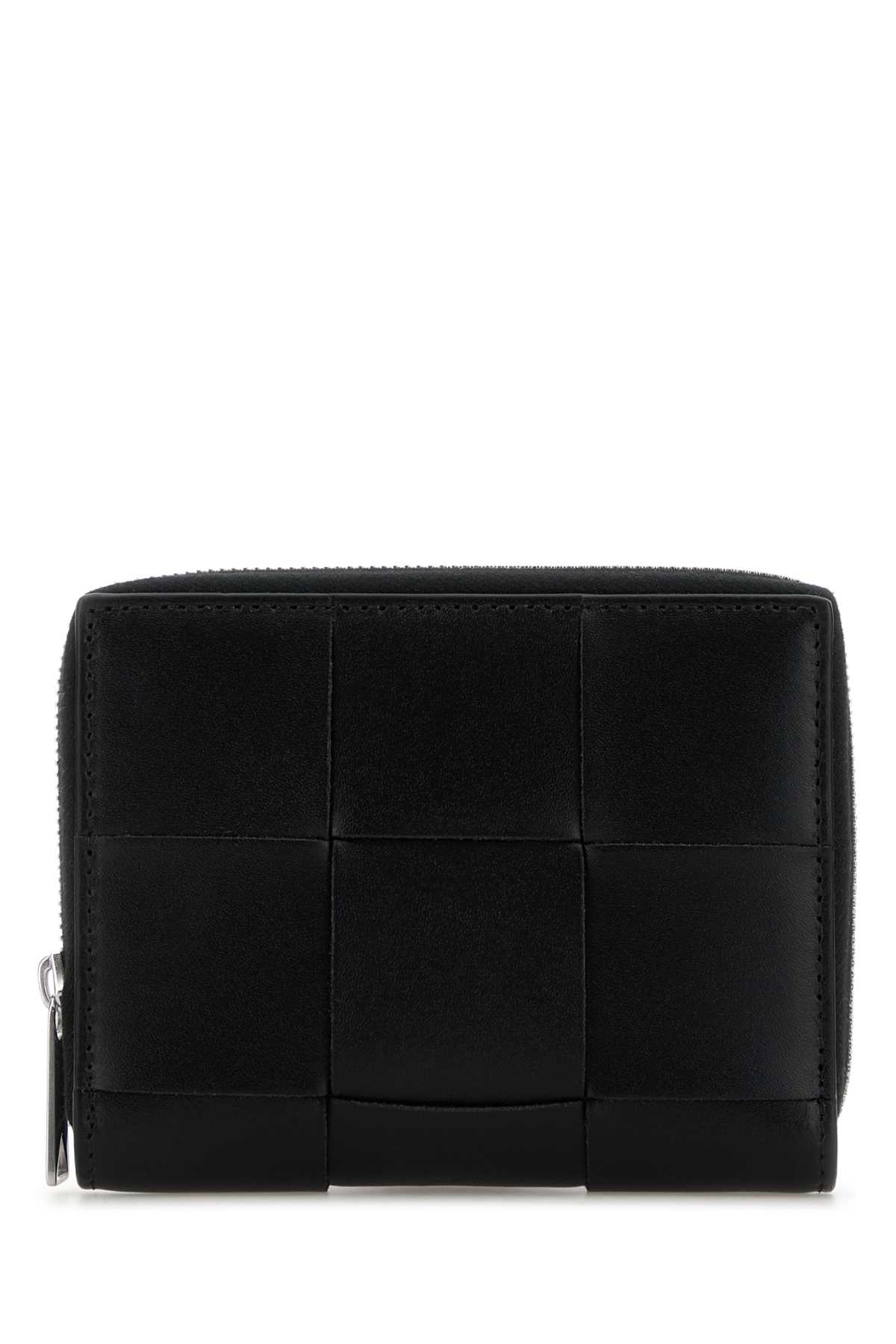 Shop Bottega Veneta Black Leather Wallet In Blacksilvver