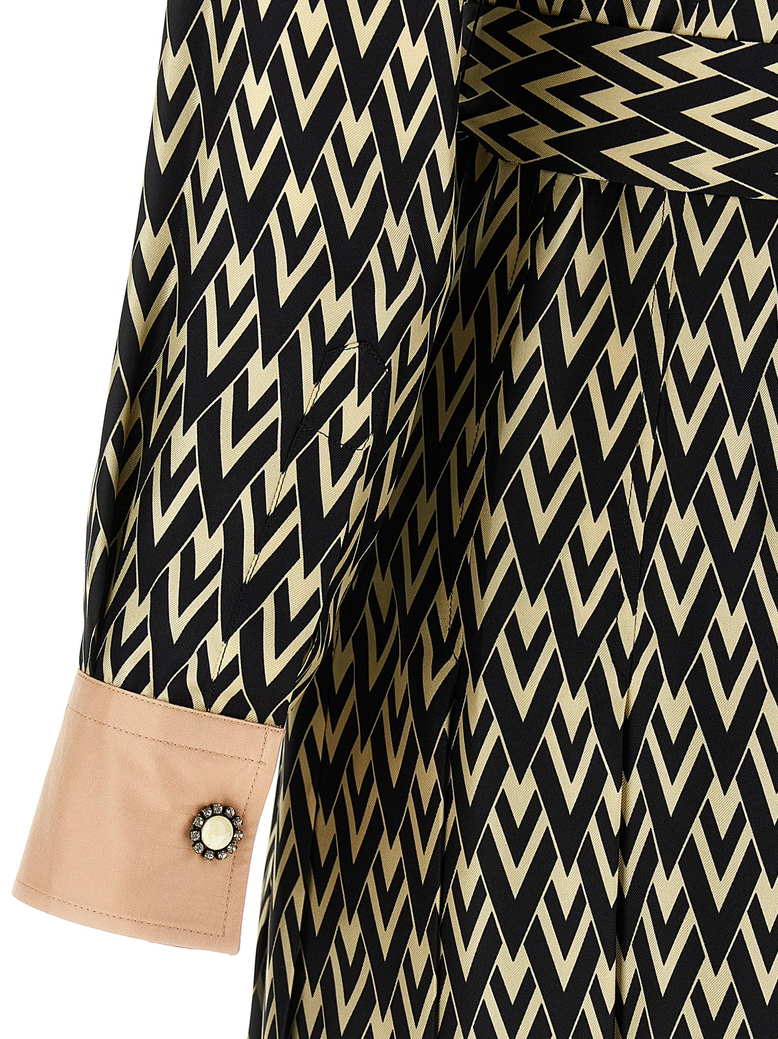 Valentino Embellished Belted Printed Silk-twill Midi Shirt Dress In Multicolor