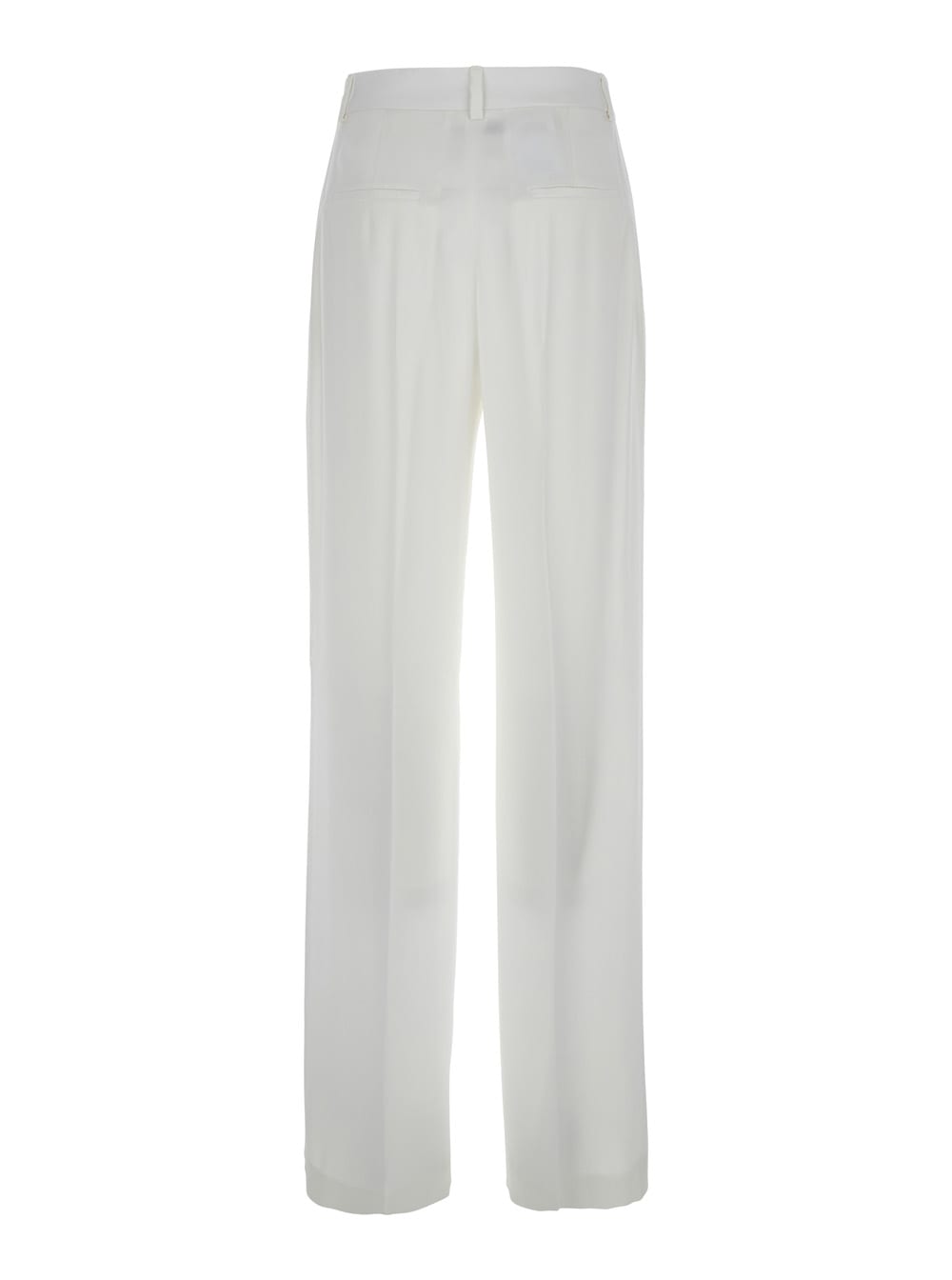 Alberta Ferretti White High Waist Pants With Concealed Closure In Silk Blend Woman In White