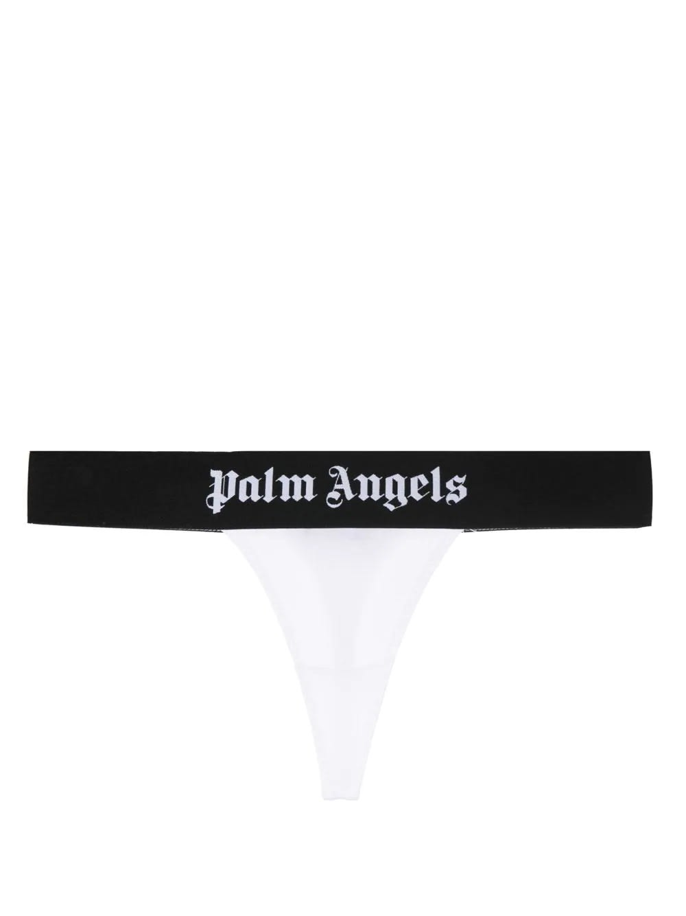 Shop Palm Angels White Thong With Logo Band In Bianco