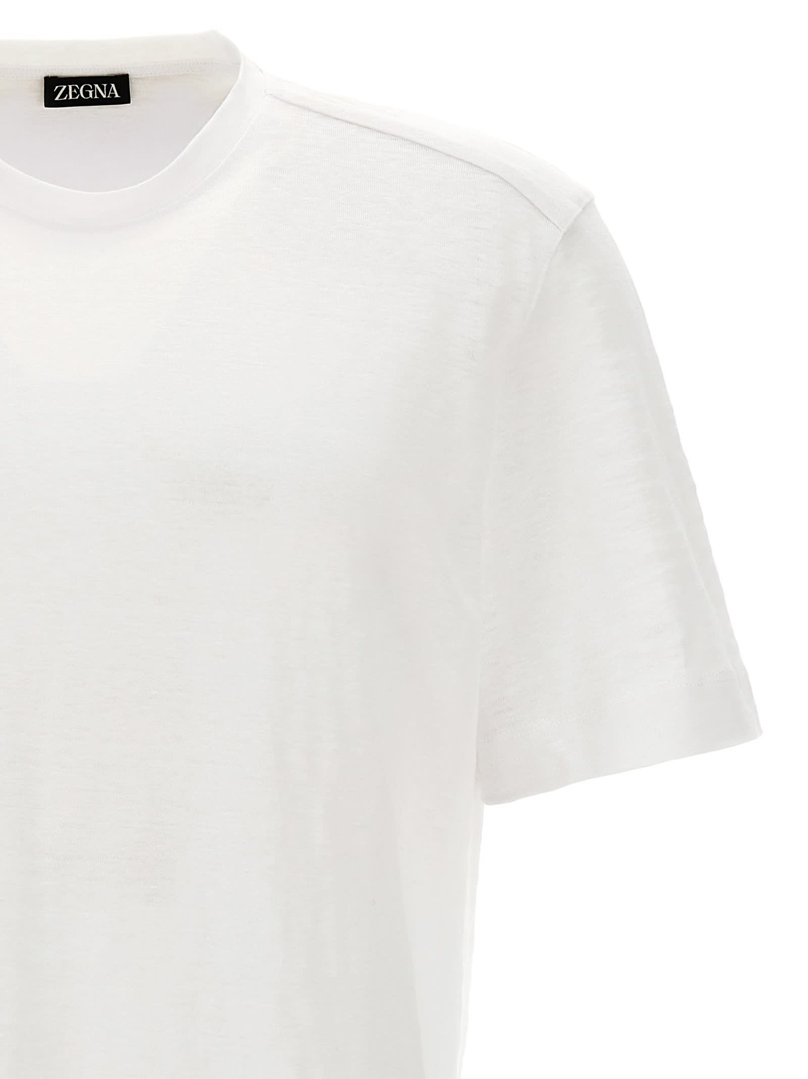 Shop Zegna Linen T-shirt In White