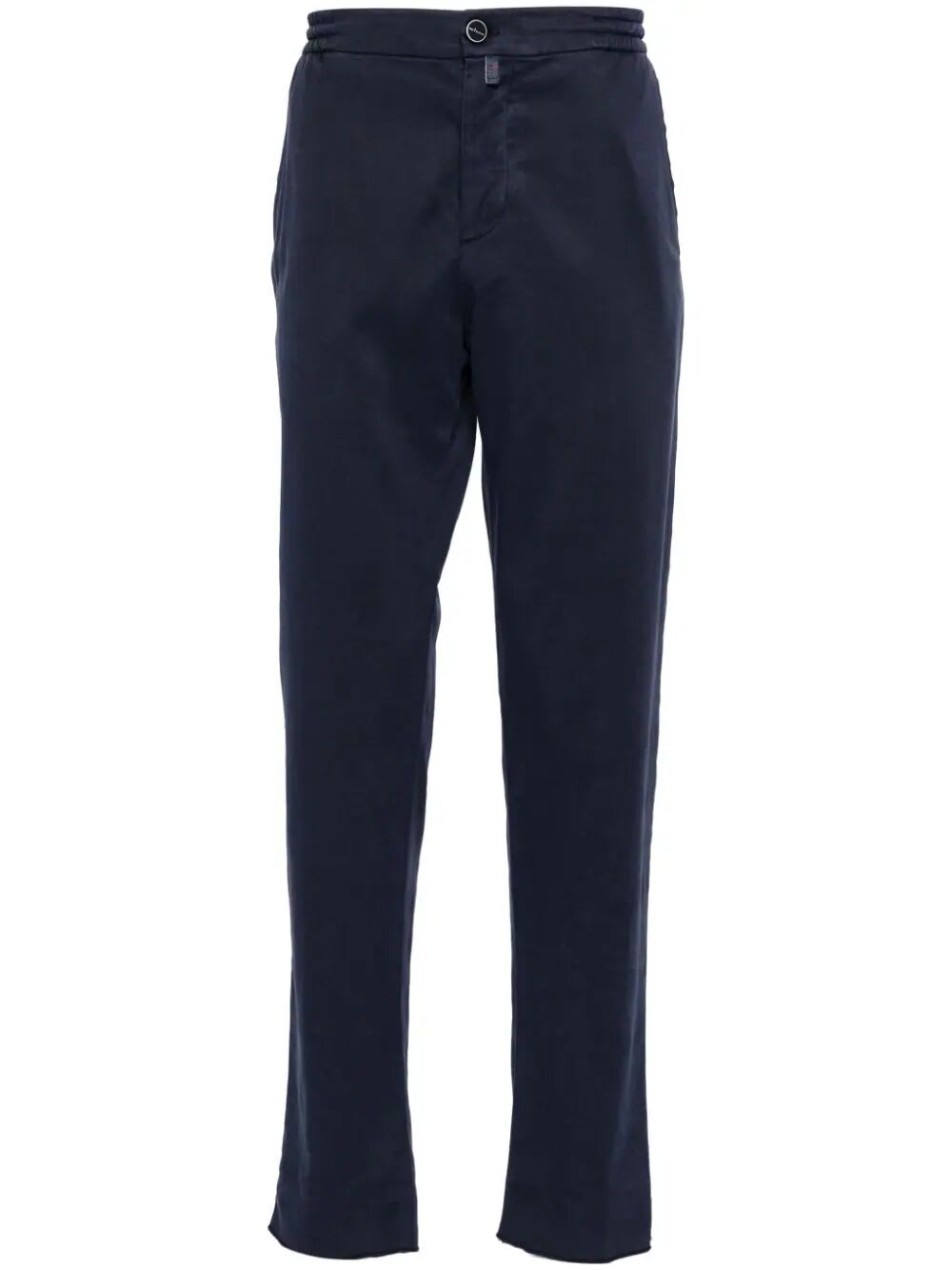 Shop Kiton Slim Pants In Navy Blue