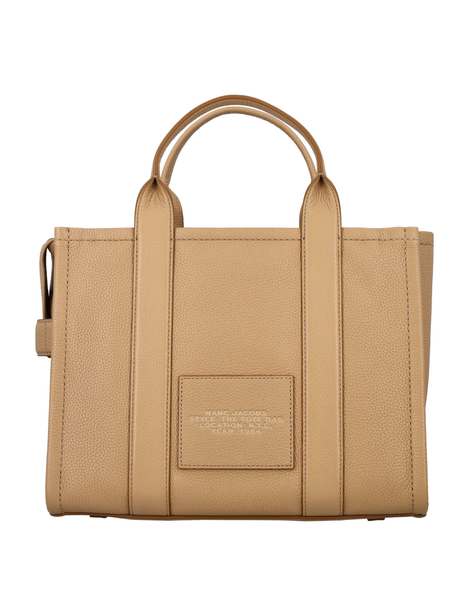 Shop Marc Jacobs The Leather Medium Tote Bag In Camel