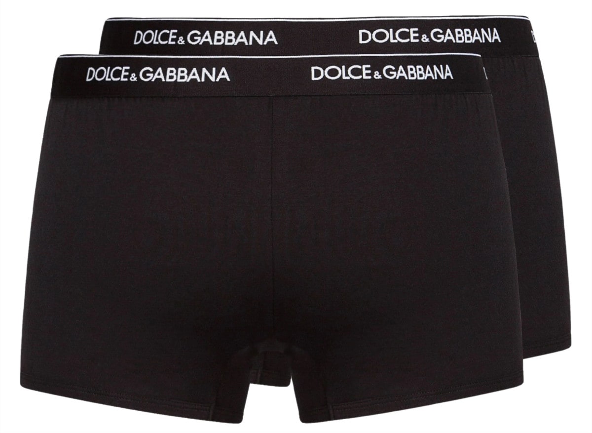 Shop Dolce & Gabbana Black Cotton Blend Two Boxers Set