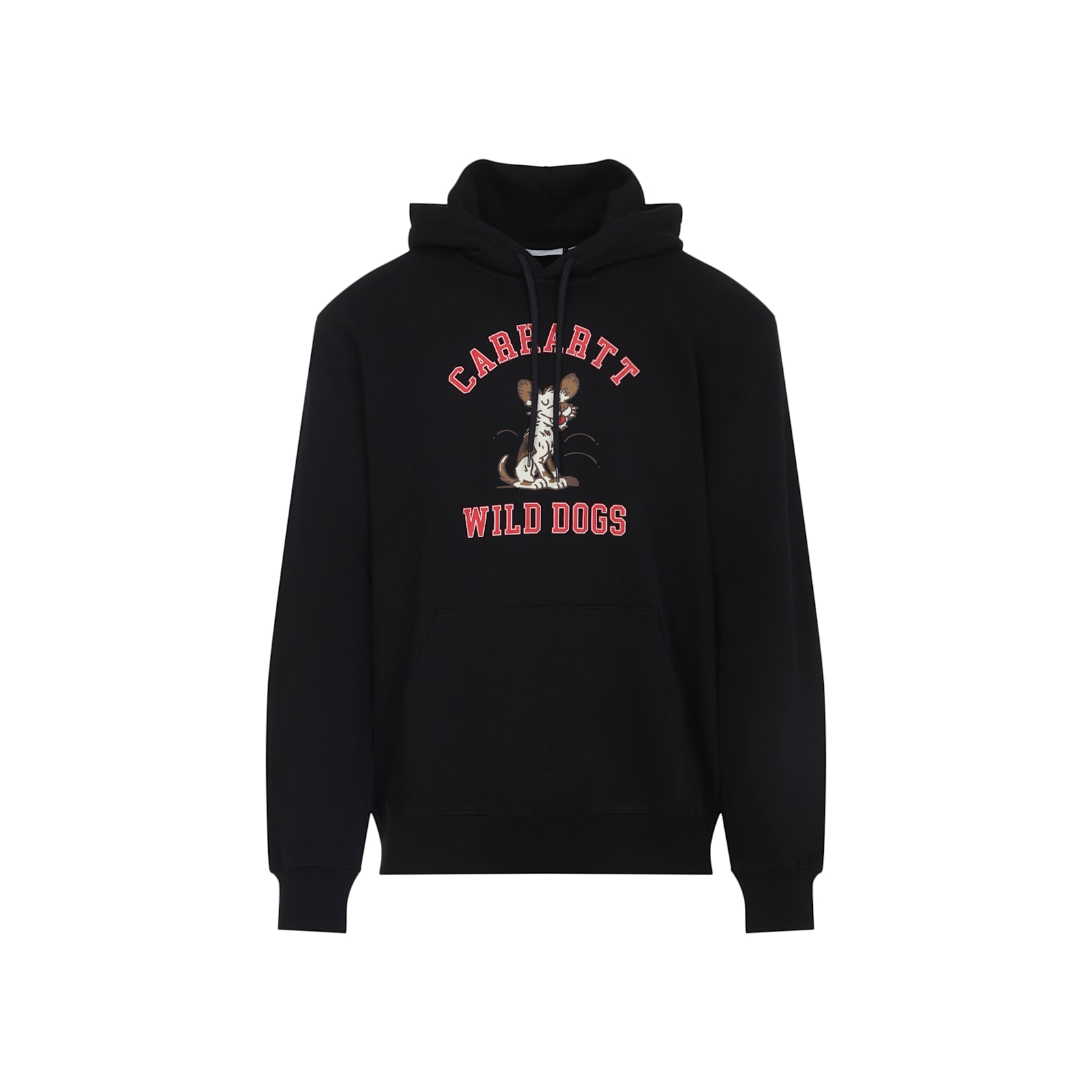 Carhartt Graphic Print Black Hoodie With Drawstring Hood And Ribbed Details In Black