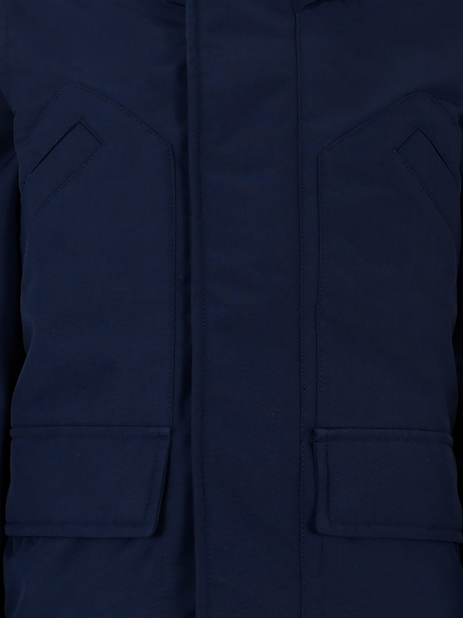 Hugo Boss Blue Parka For Boy With Logo In Blue