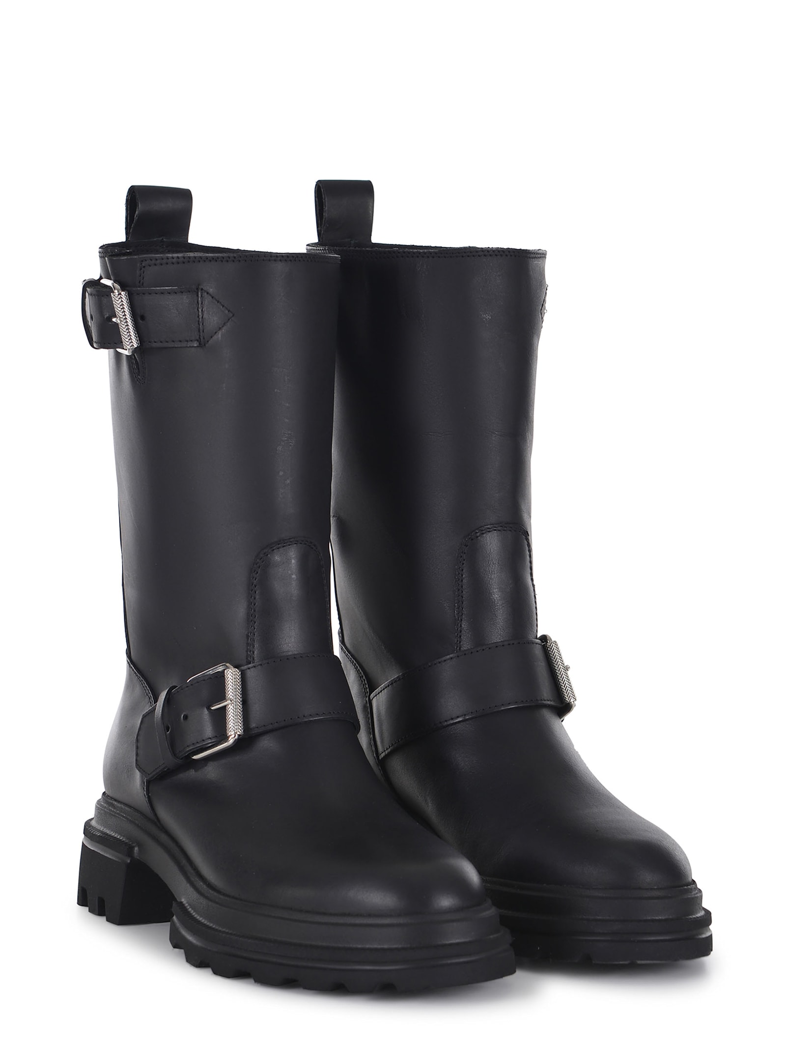 Shop Hogan Biker Boots  10-storey Made Of Smooth Leather In Black