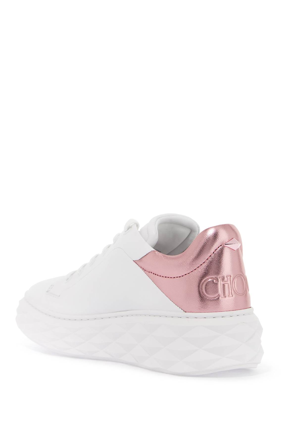 Shop Jimmy Choo Diamond Maxi/f Ii Sneakers In V White Pink Sherbet (white)