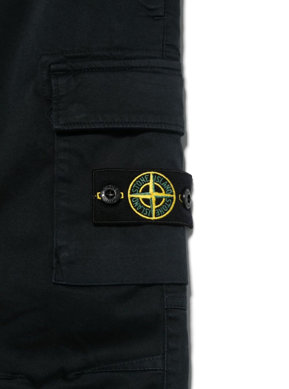 Stone Island Blue Pants With Elastic Waist And Logo Patch On The Pocket In Cotton Stretch Boy In Blu
