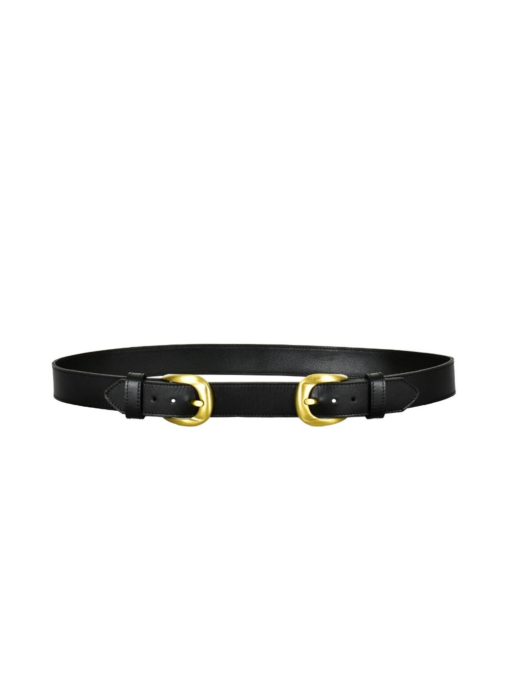 Federica Tosi Black Leather Belt With Metal Buckles