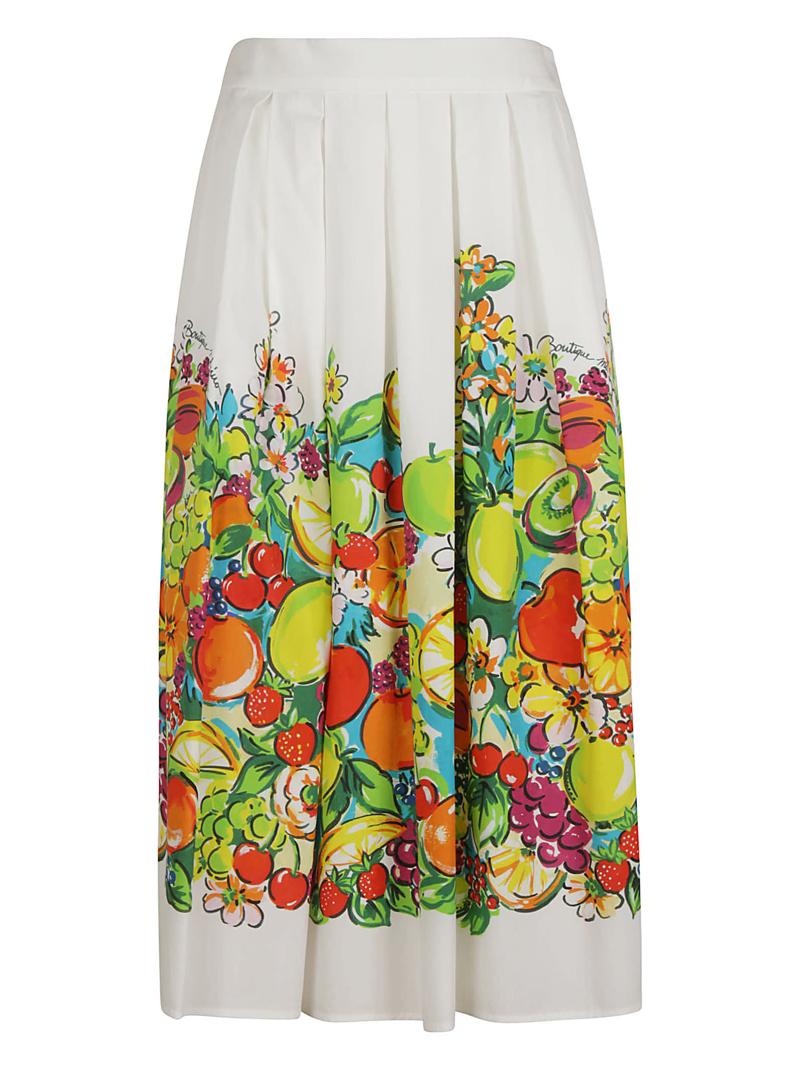 Moschino Fruits Printed Pleated Skirt In Fantasy