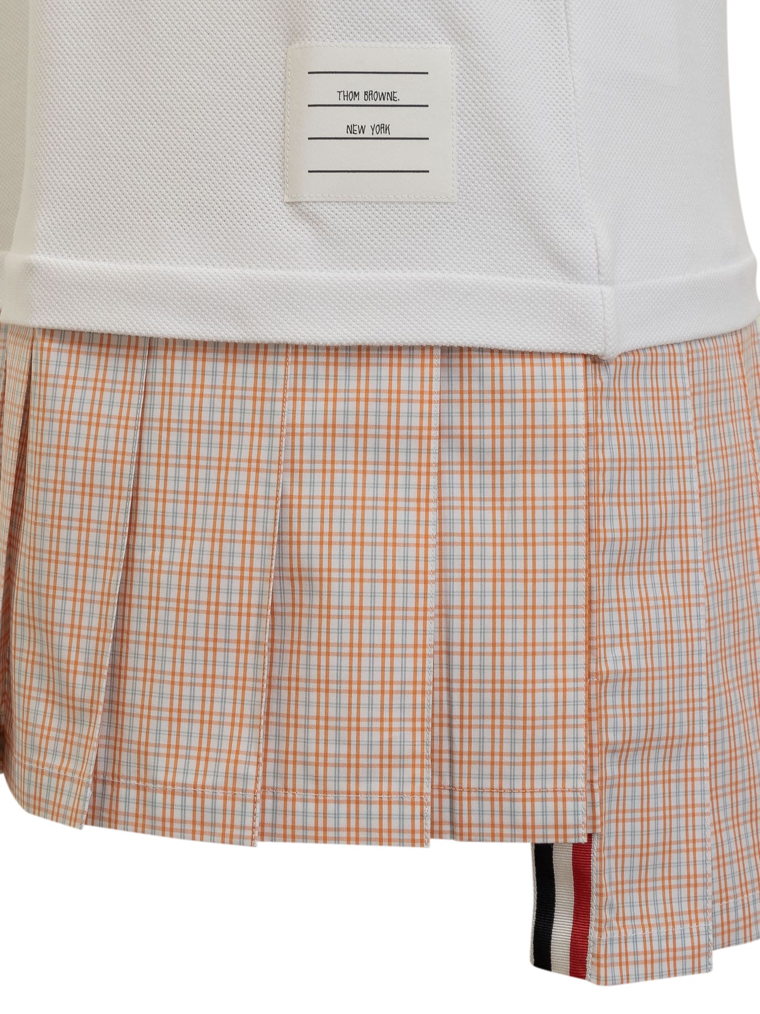 Shop Thom Browne Pleated Polo Dress With Rwb In White