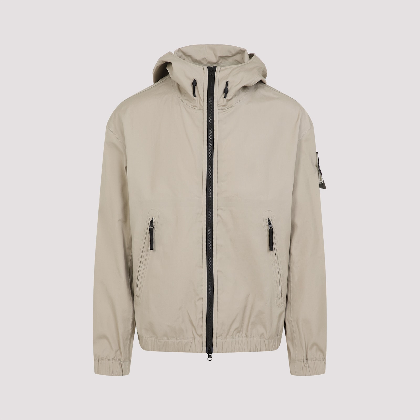 Stone Island Cotton Hooded Jacket Zip Pockets In Nude & Neutrals