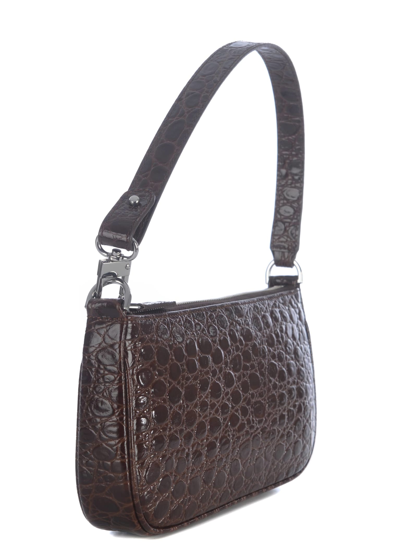 Shop By Far Shoulder Bag  Rachel Medium In Croco Leather In Marrone