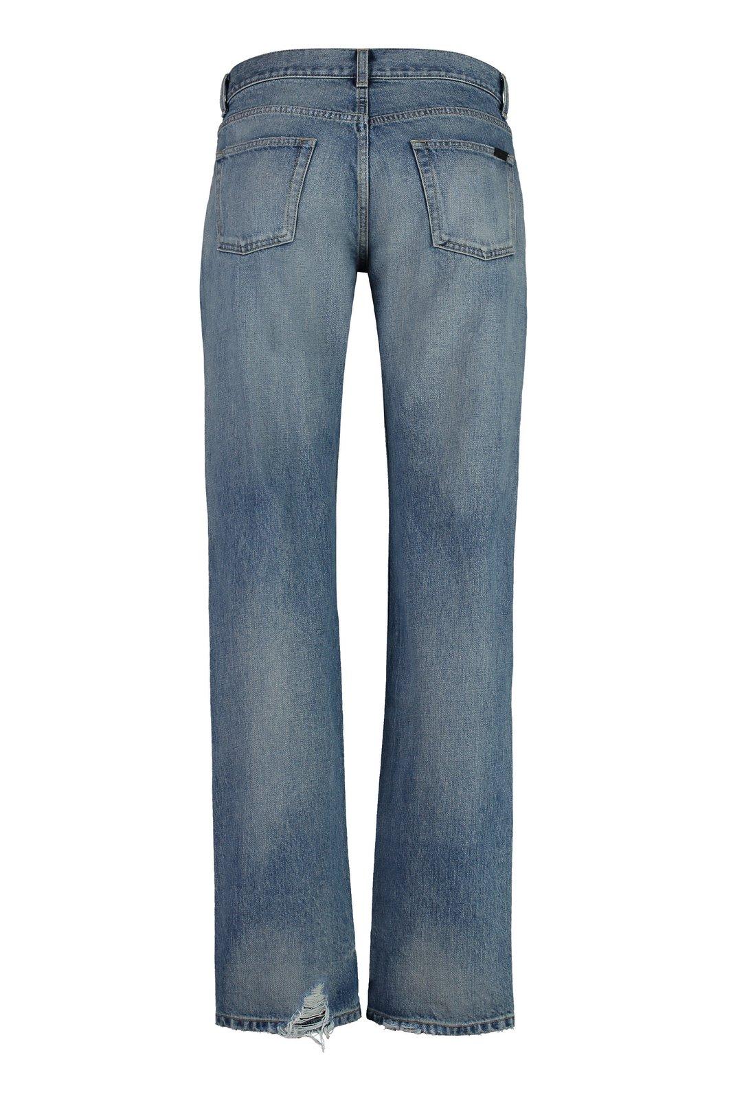 Shop Saint Laurent Low-rise Straight Leg Jeans In Blue