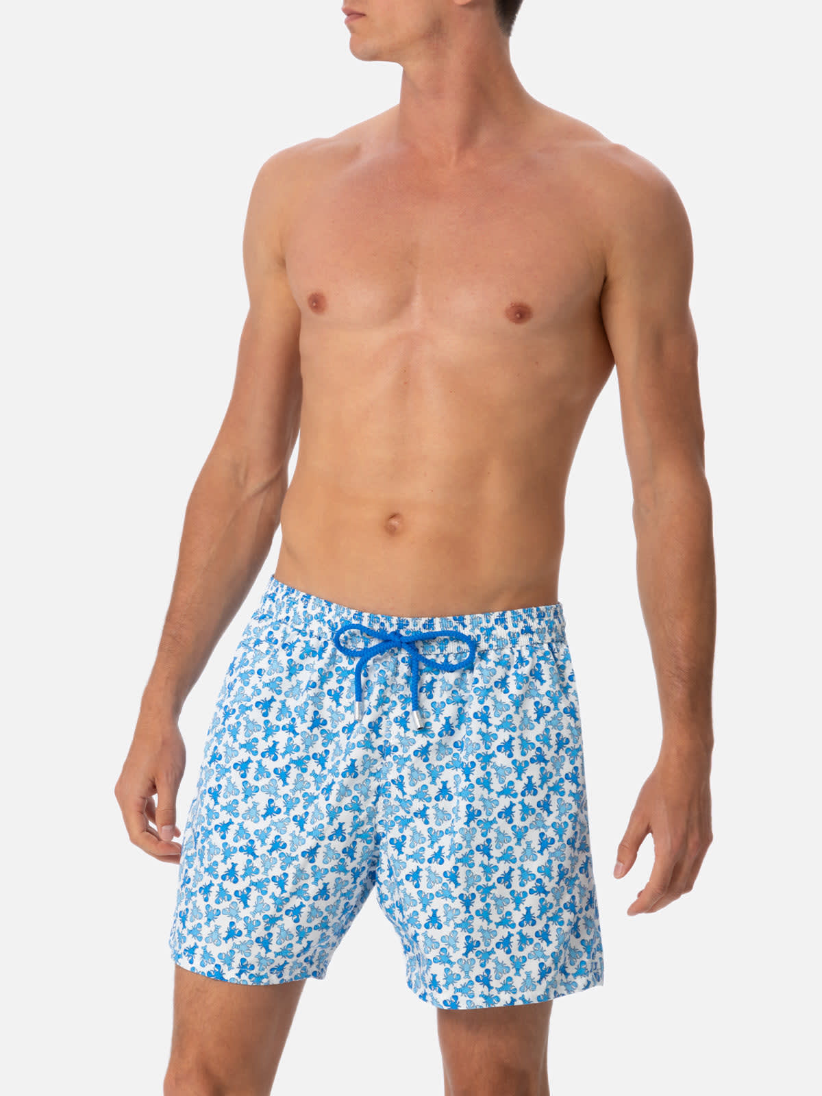 MC2 SAINT BARTH MAN LIGHTWEIGHT FABRIC SWIM-SHORTS LIGHTING MICRO FANTASY WITH LOABSTER PRINT