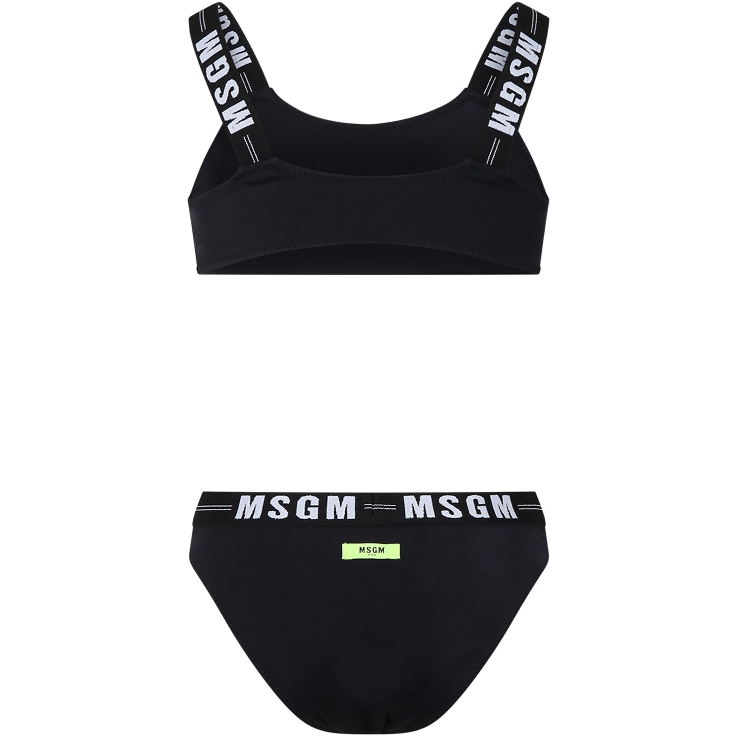 Shop Msgm Black Bikini For Girl With Logo