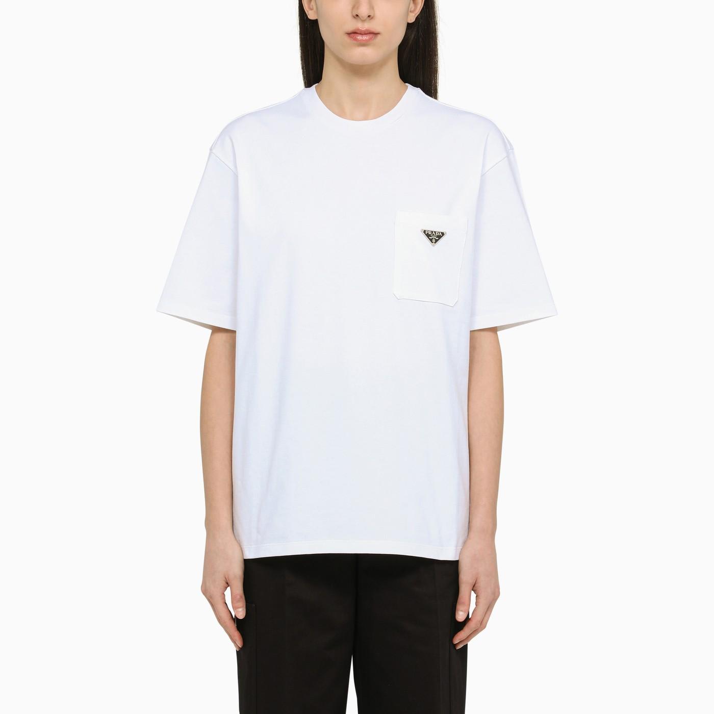 Prada Chest Logo Side Slit Wide T-shirt