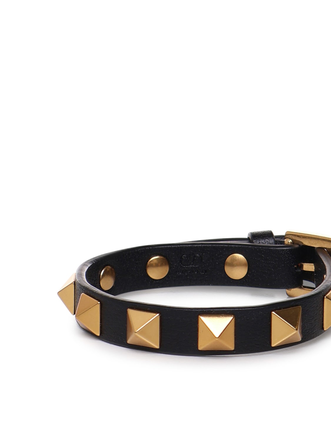 Shop Valentino Stud Bracelet In Calfskin In Black