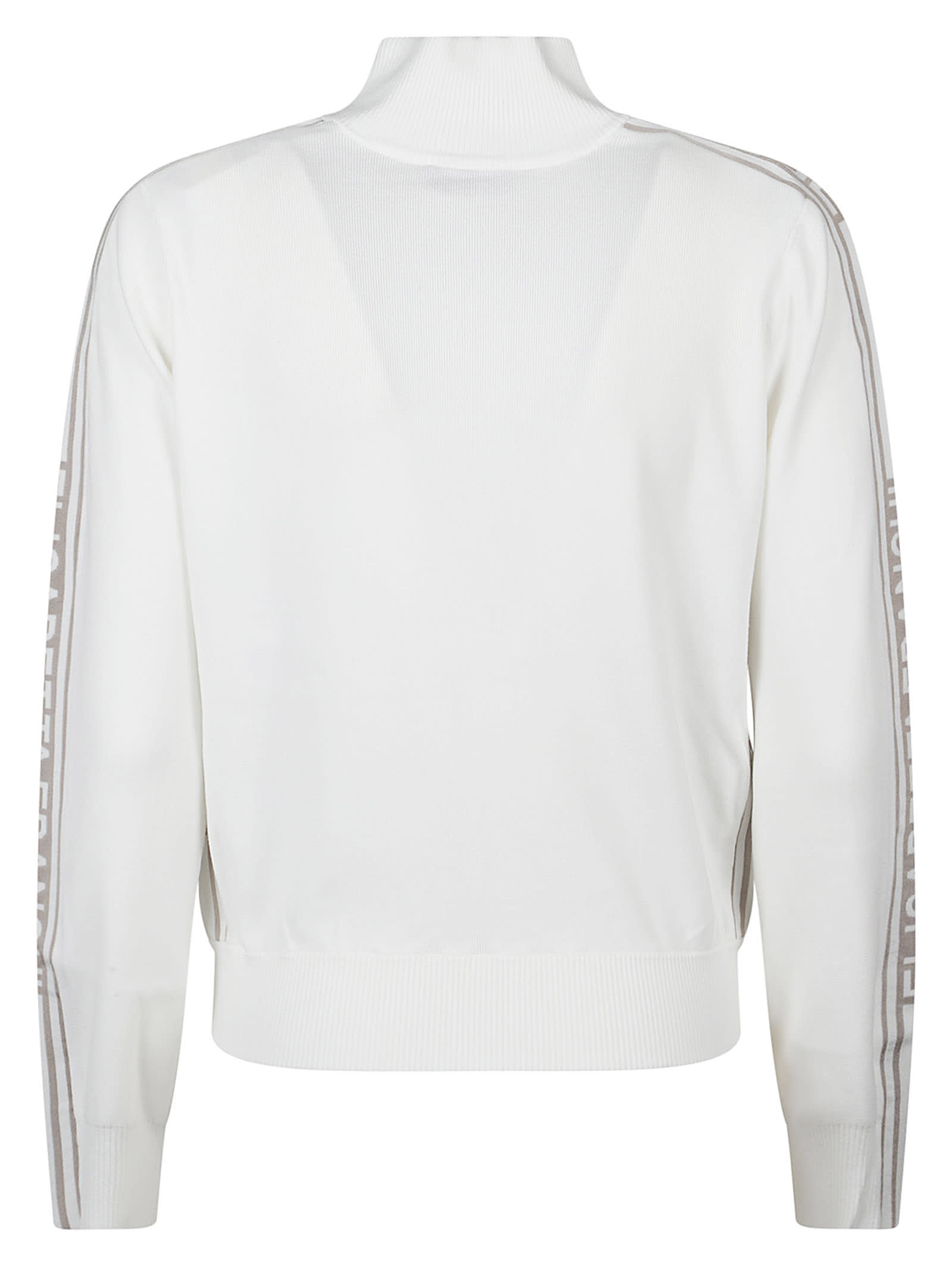 Elisabetta Franchi Contrasting Logo Band Sweatshirt In Avorio/greige