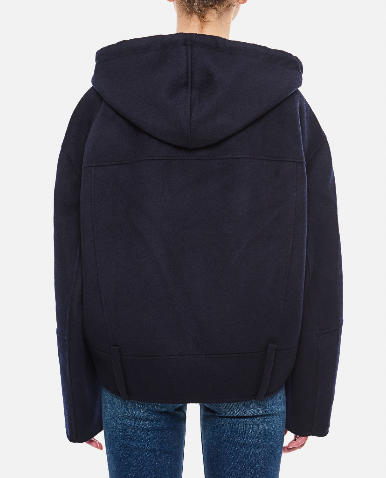 Shop Jw Anderson Hooded Biker Jacket In Blue