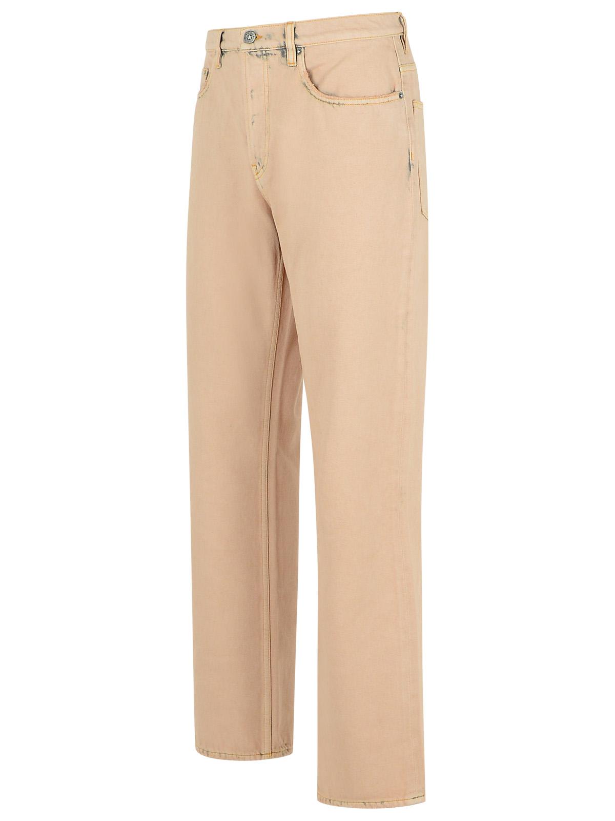 Golden Goose Cotton Pants With Belt Loops And Contrast Stitching In Pink