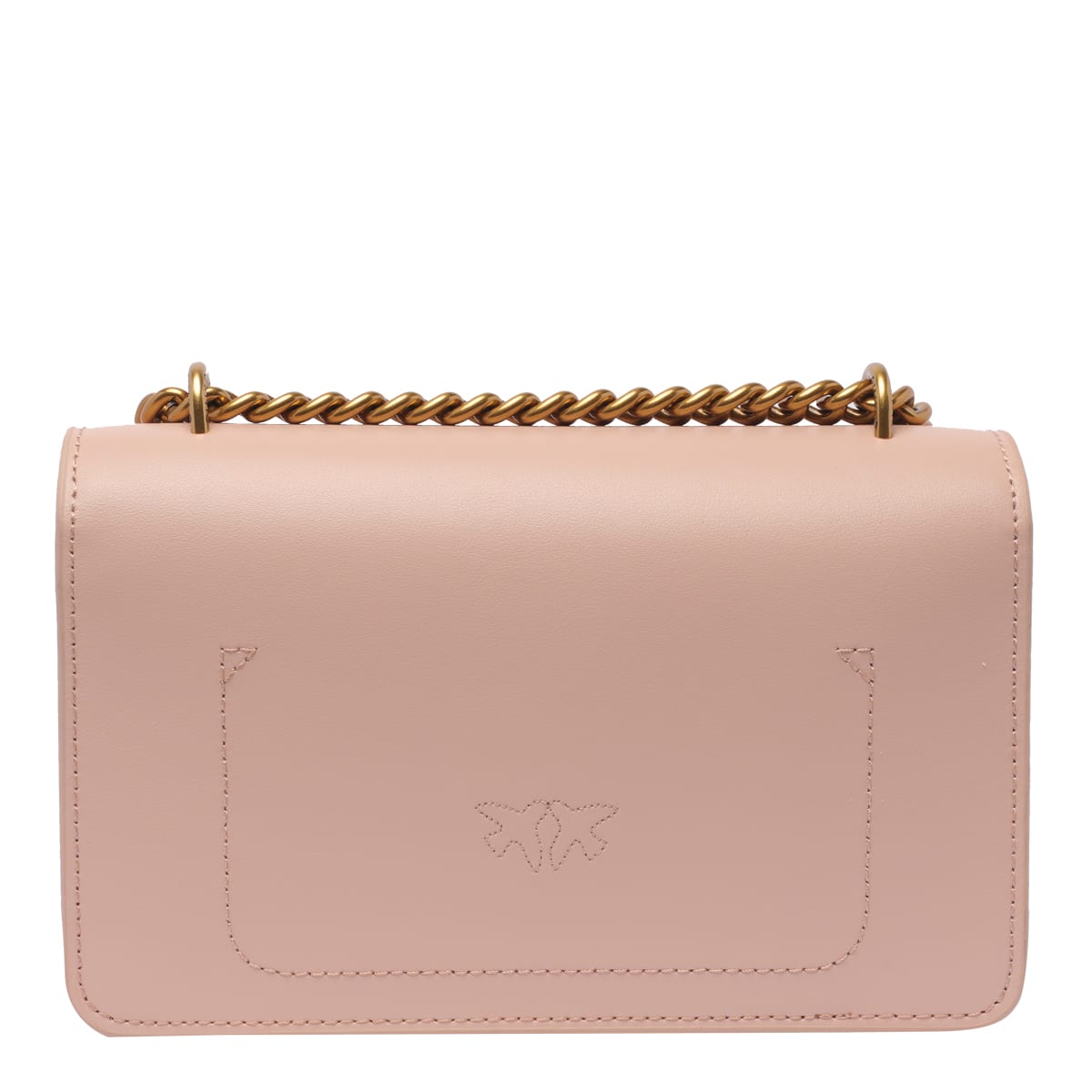 Pinko Light Beige Love One Mini Shoulder Bag In Pink