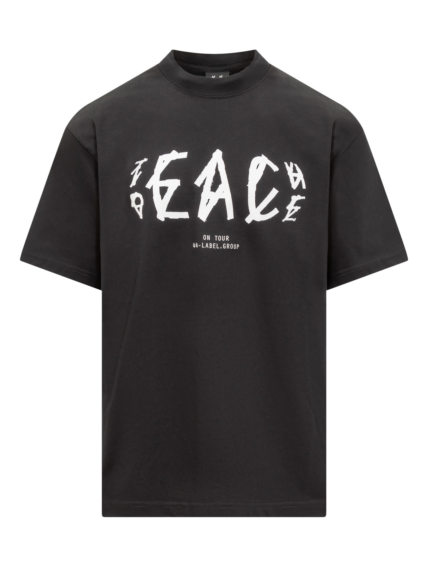 44 Label Group T-shirt With Peace Print In Black-teach Peace Print