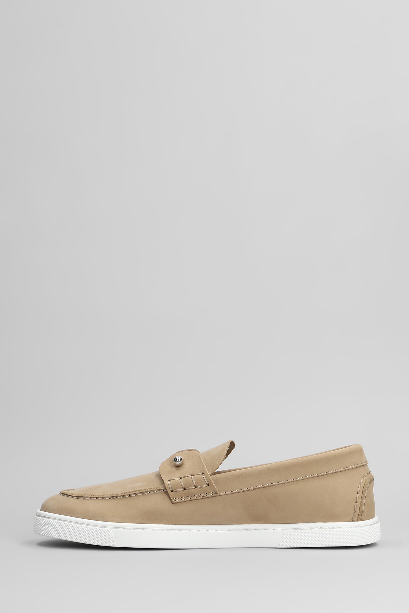 Shop Christian Louboutin Chambeliboat Loafers In Beige Leather