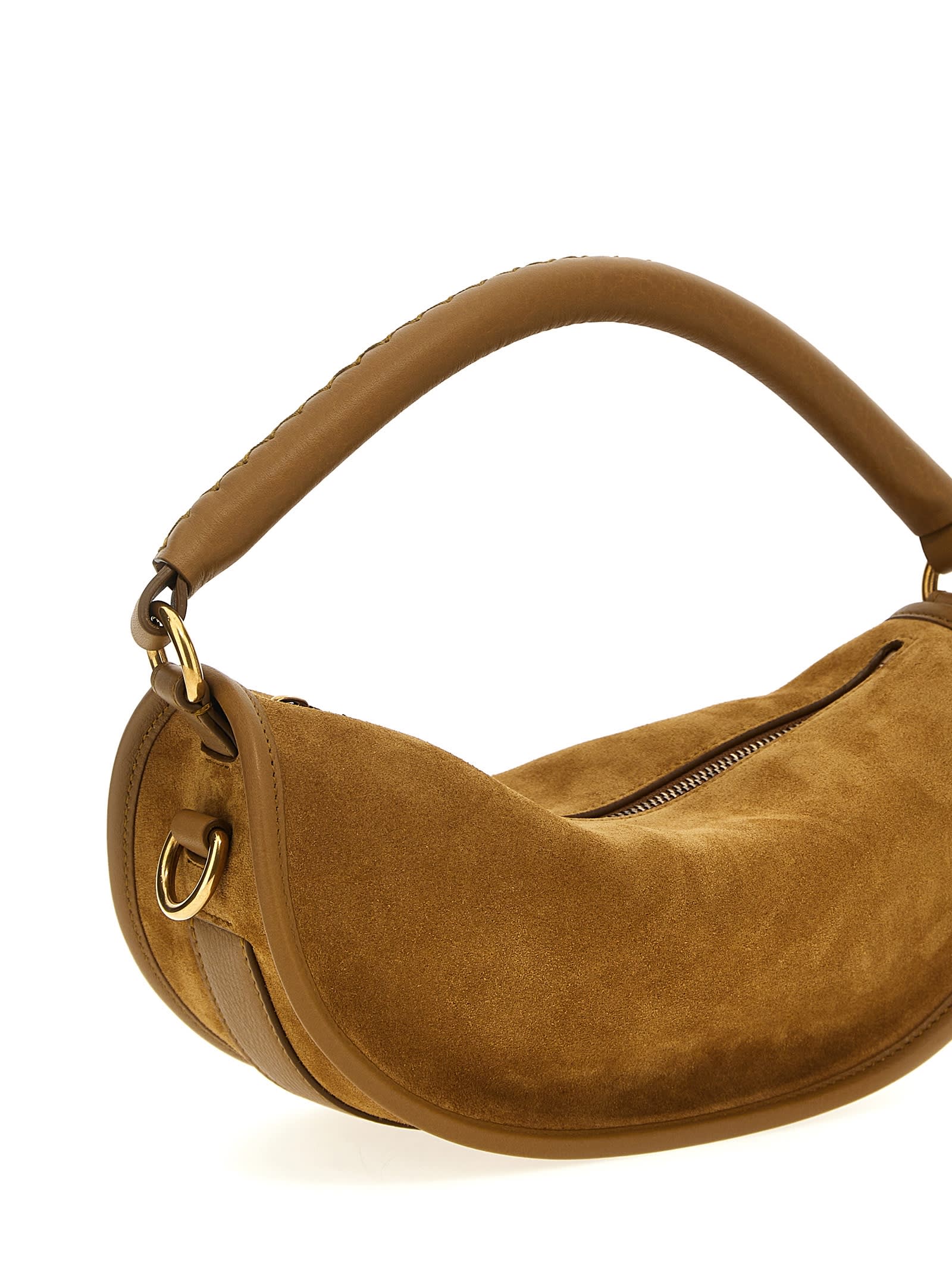 Burberry Camel Suede Hebden Handbag In Brown