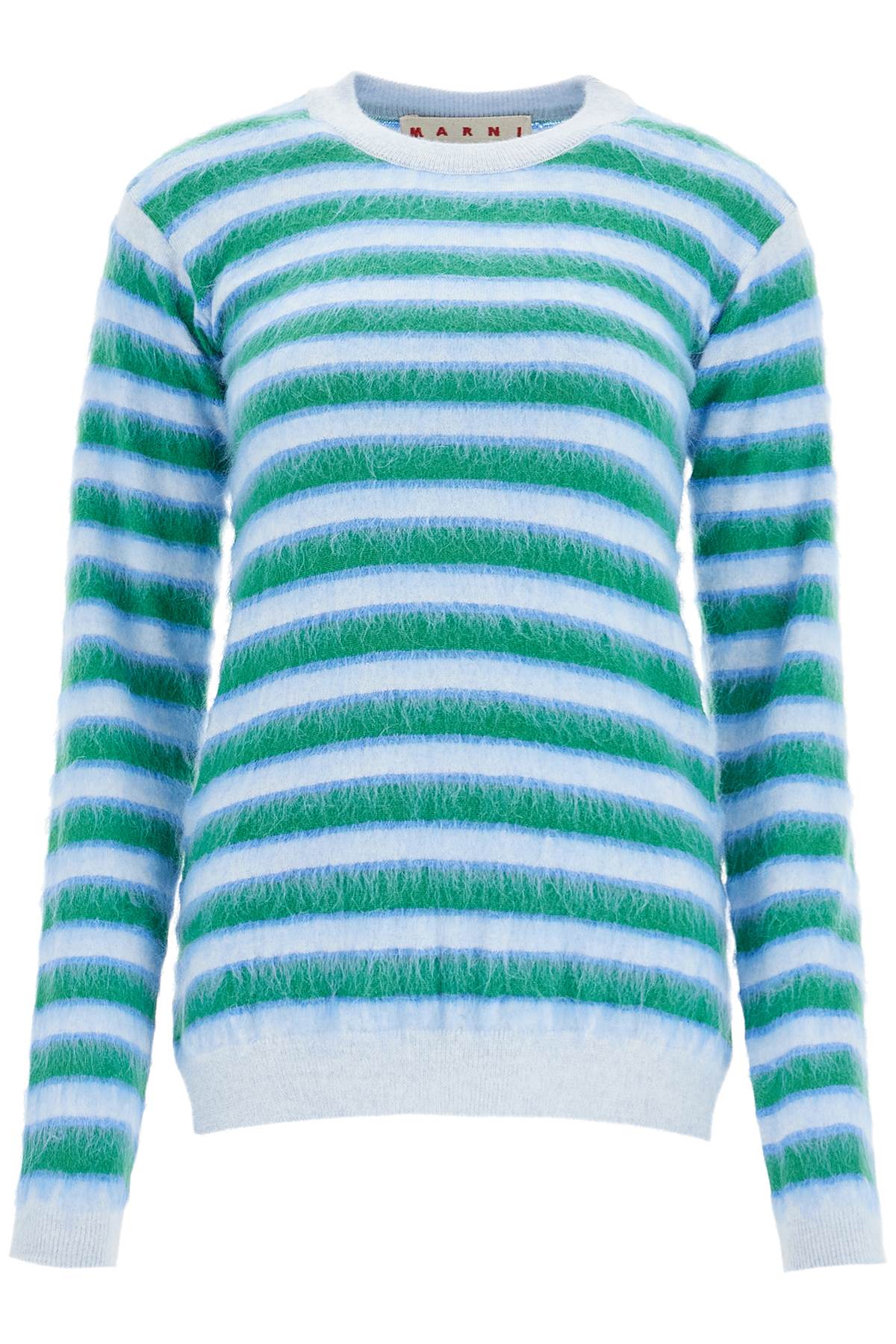 Shop Marni Striped Crewneck Pullover In Light Blue (light Blue)