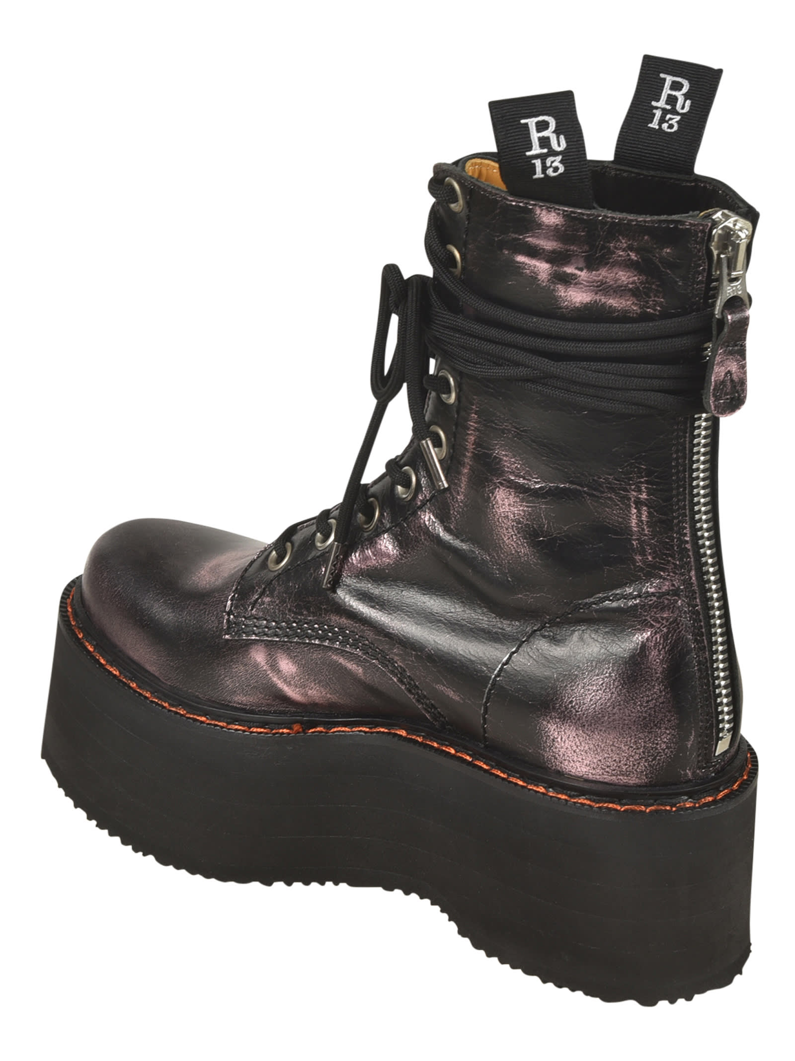 R13 Double-stack Boots In Black