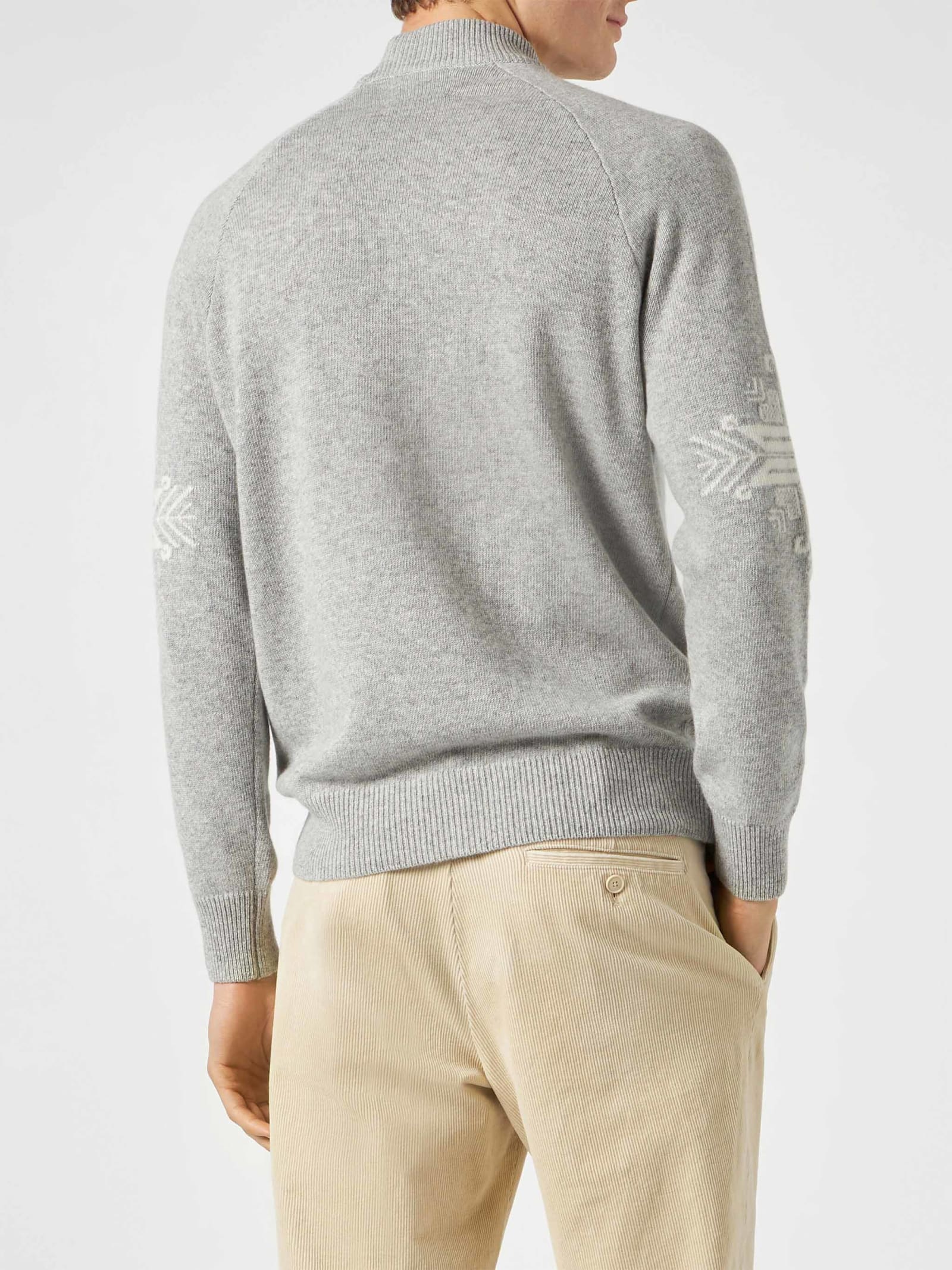 Shop Mc2 Saint Barth Man Half-turtleneck Grey Sweater With Print