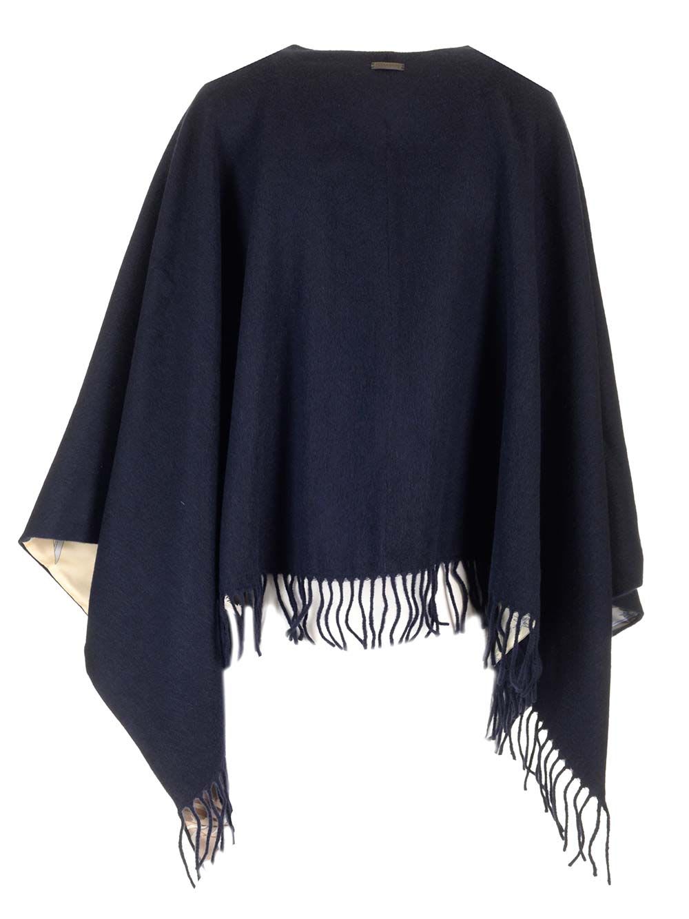 Shop Ferragamo Pure Cashmere Cape In Blue