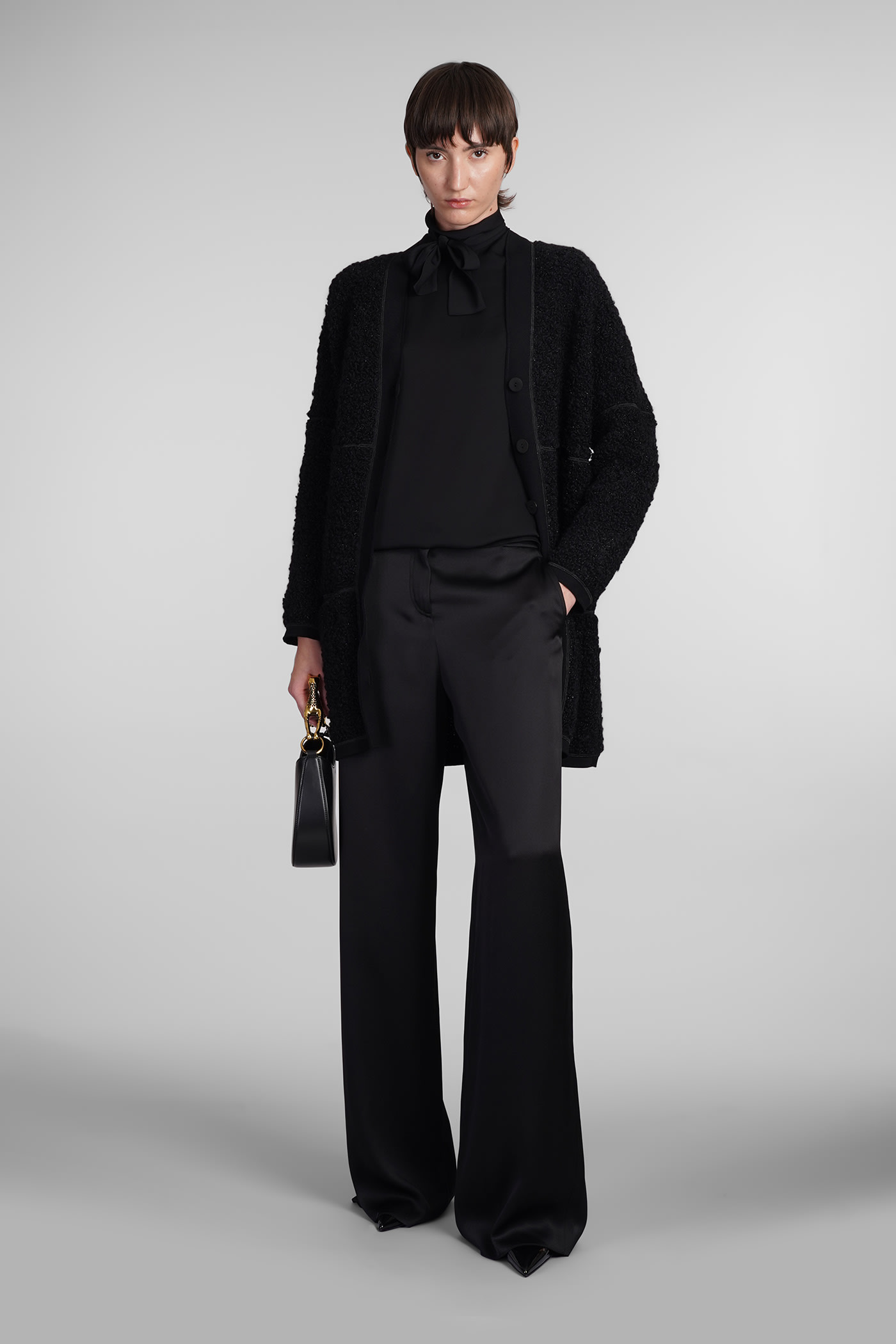 Shop Giorgio Armani Pants In Black Silk