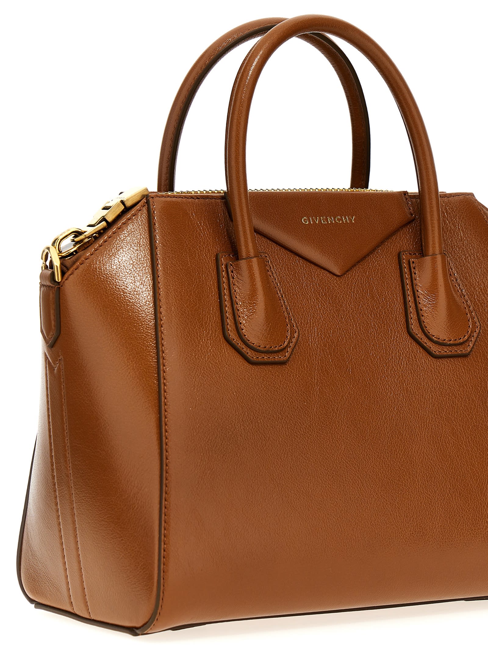 Shop Givenchy Antigona Small Handbag In Brown