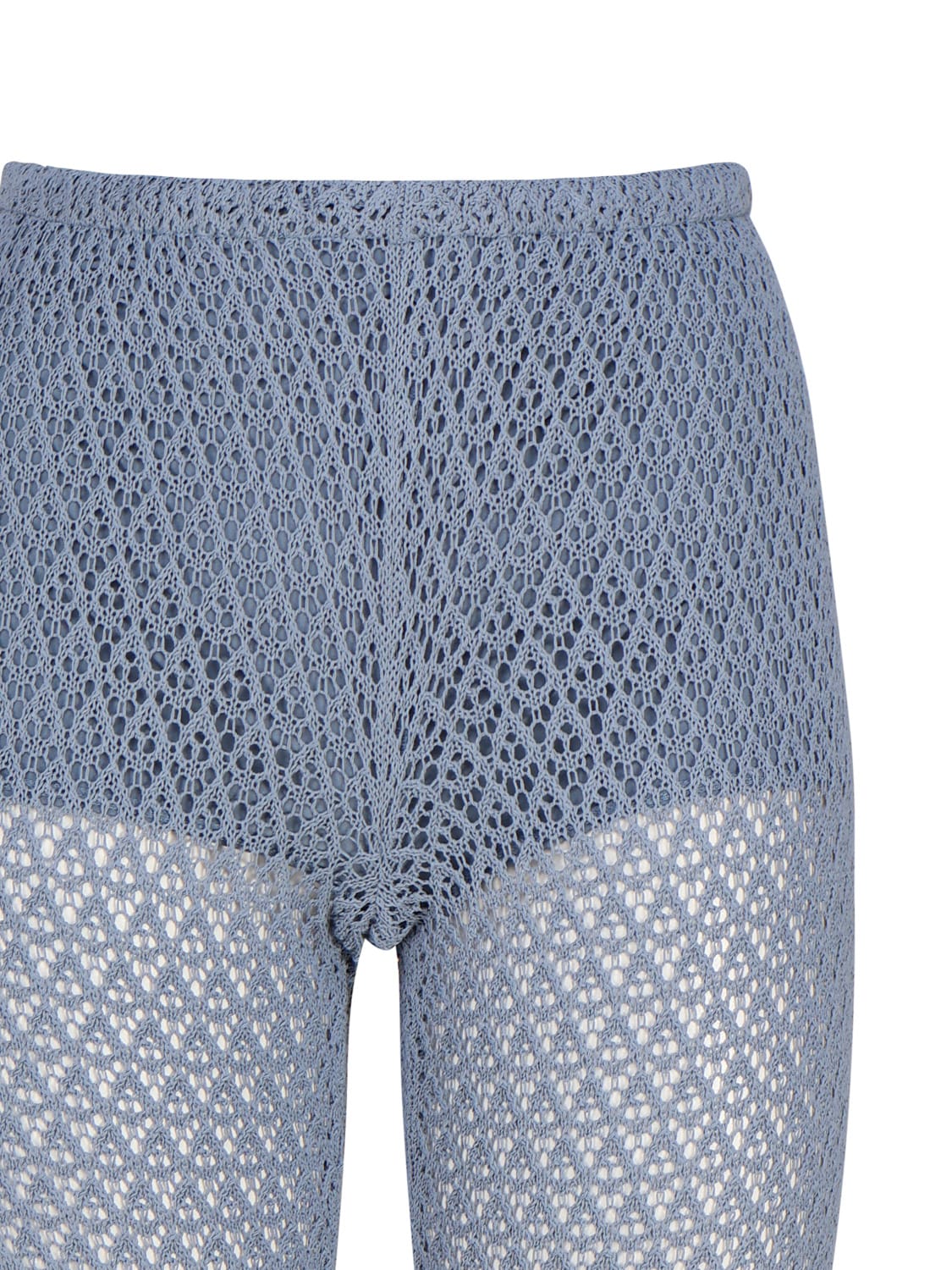 Shop Blumarine Crochet Flared Trousers In Light Blue