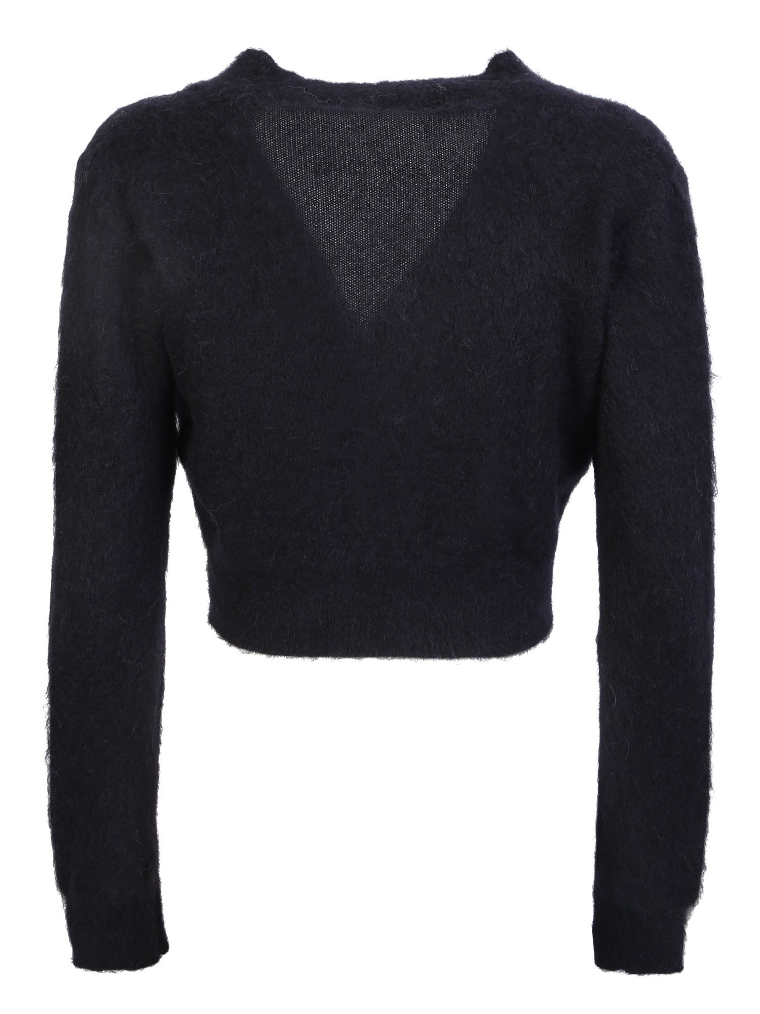 Shop Fabiana Filippi Black Mohair Wool Short Cardigan With 3 Buttons