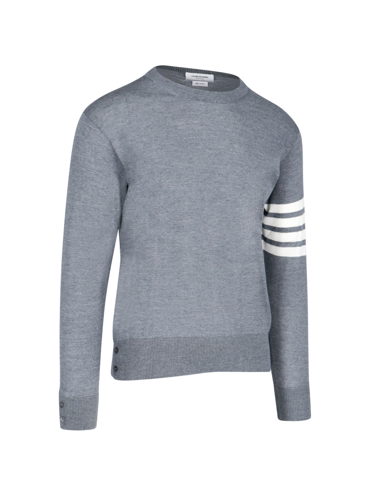 Shop Thom Browne Round Neck Sweater In Med Grey